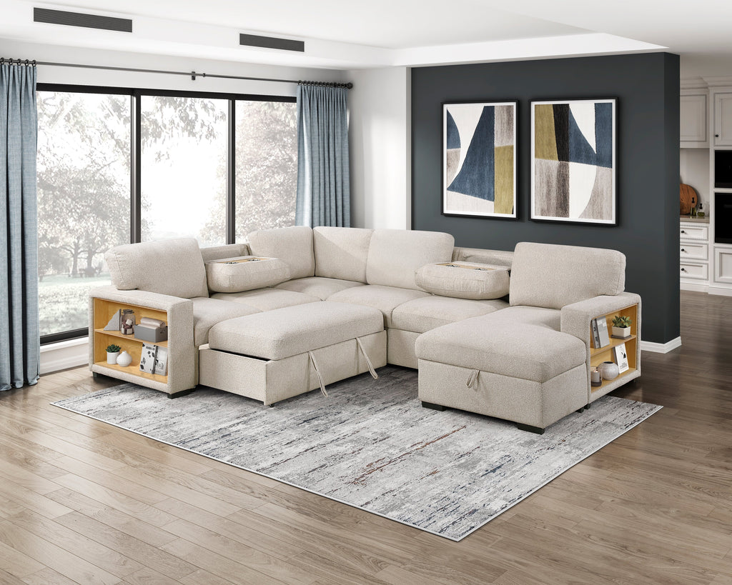 Pompano Beige Sectional Collection, 92" W