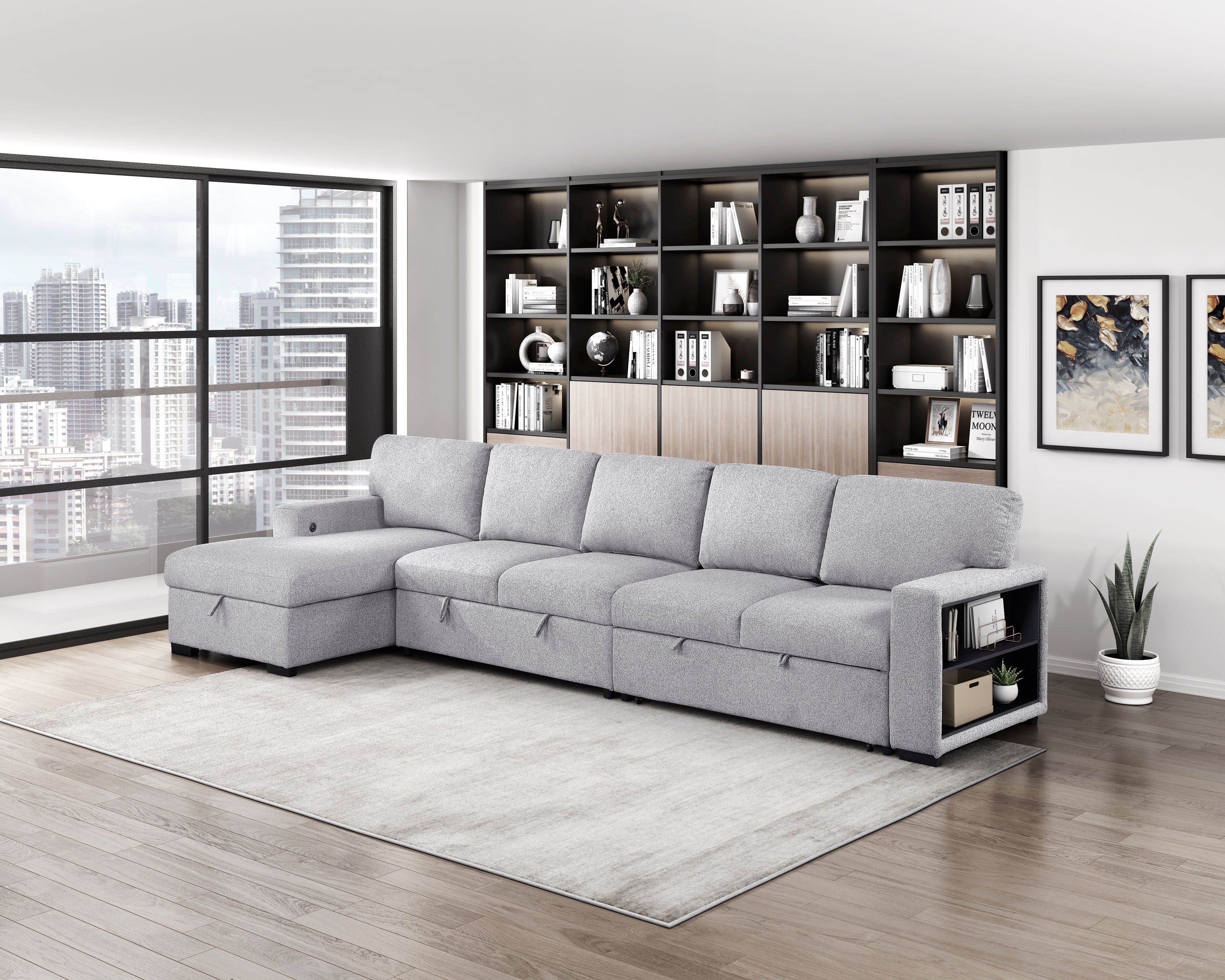 Pompano Grey Sectional Collection, 92" W