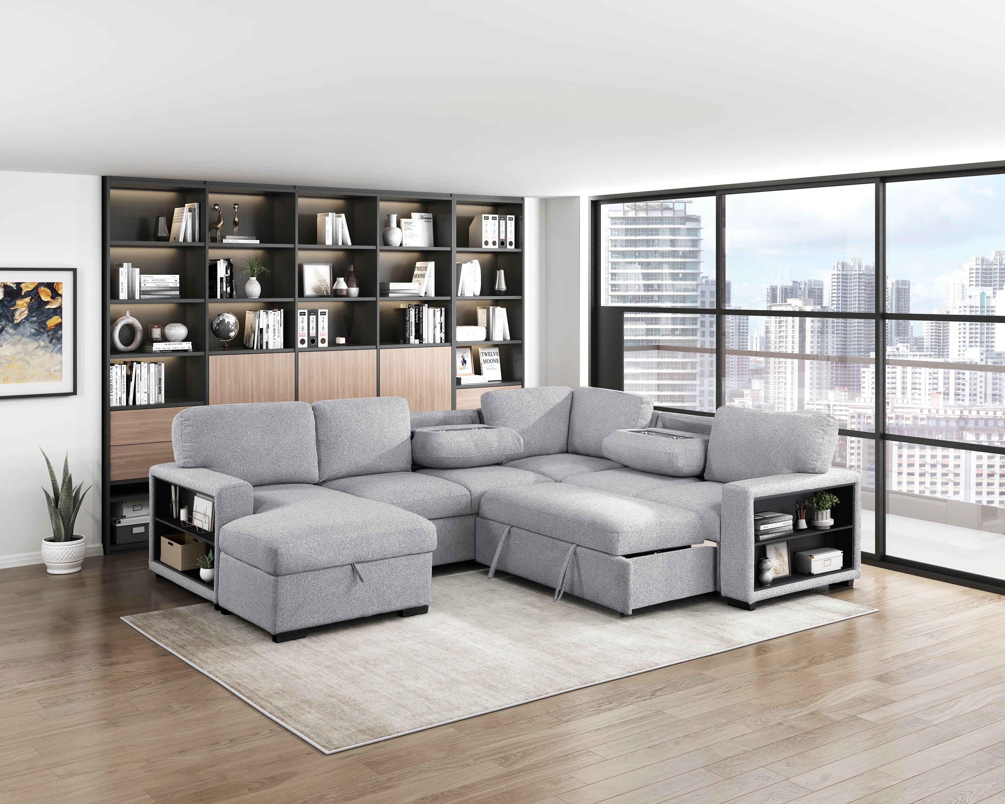 Pompano Grey Sectional Collection, 92" W