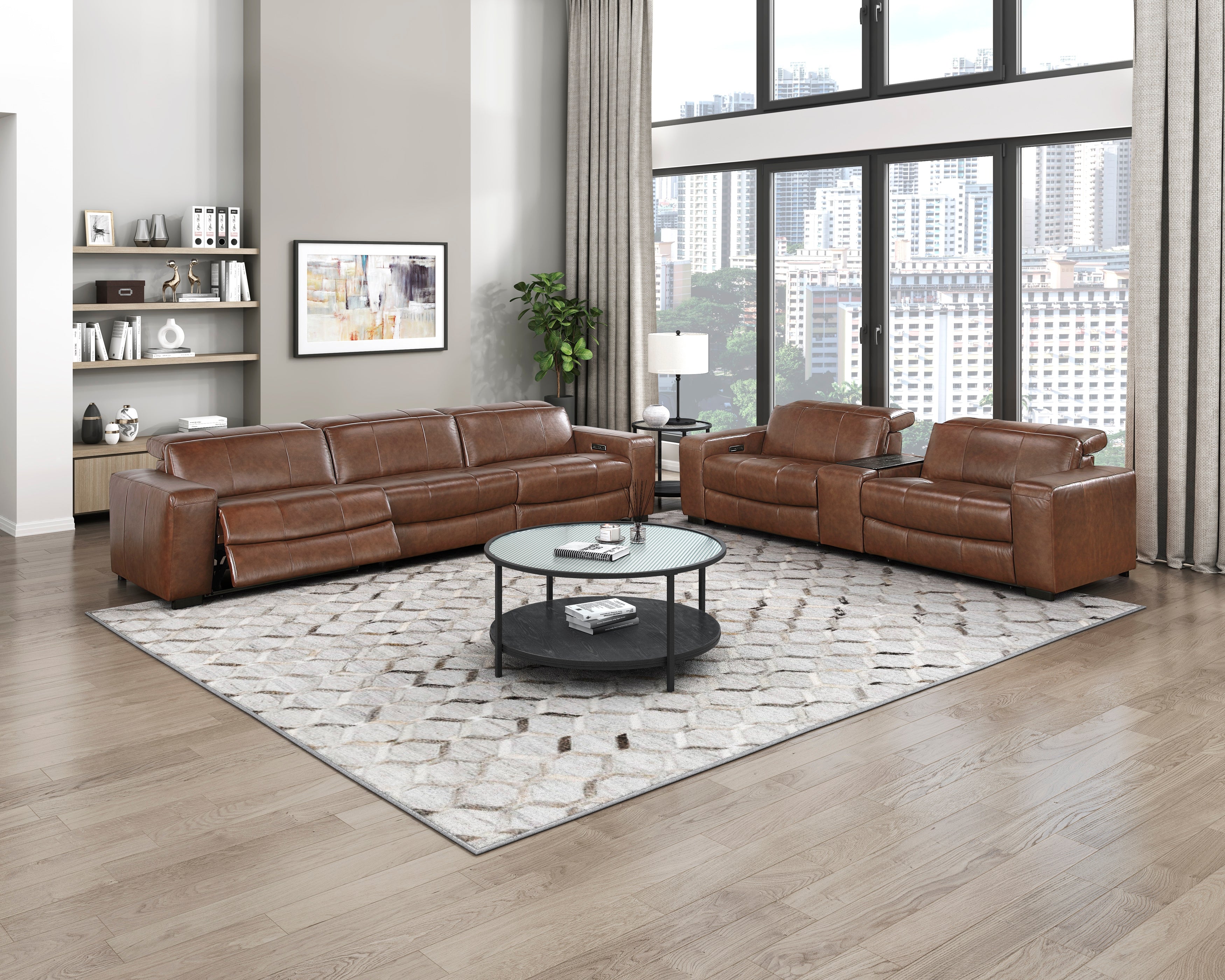 Sutton Power Reclining Leather Living Room Collection, 126" W