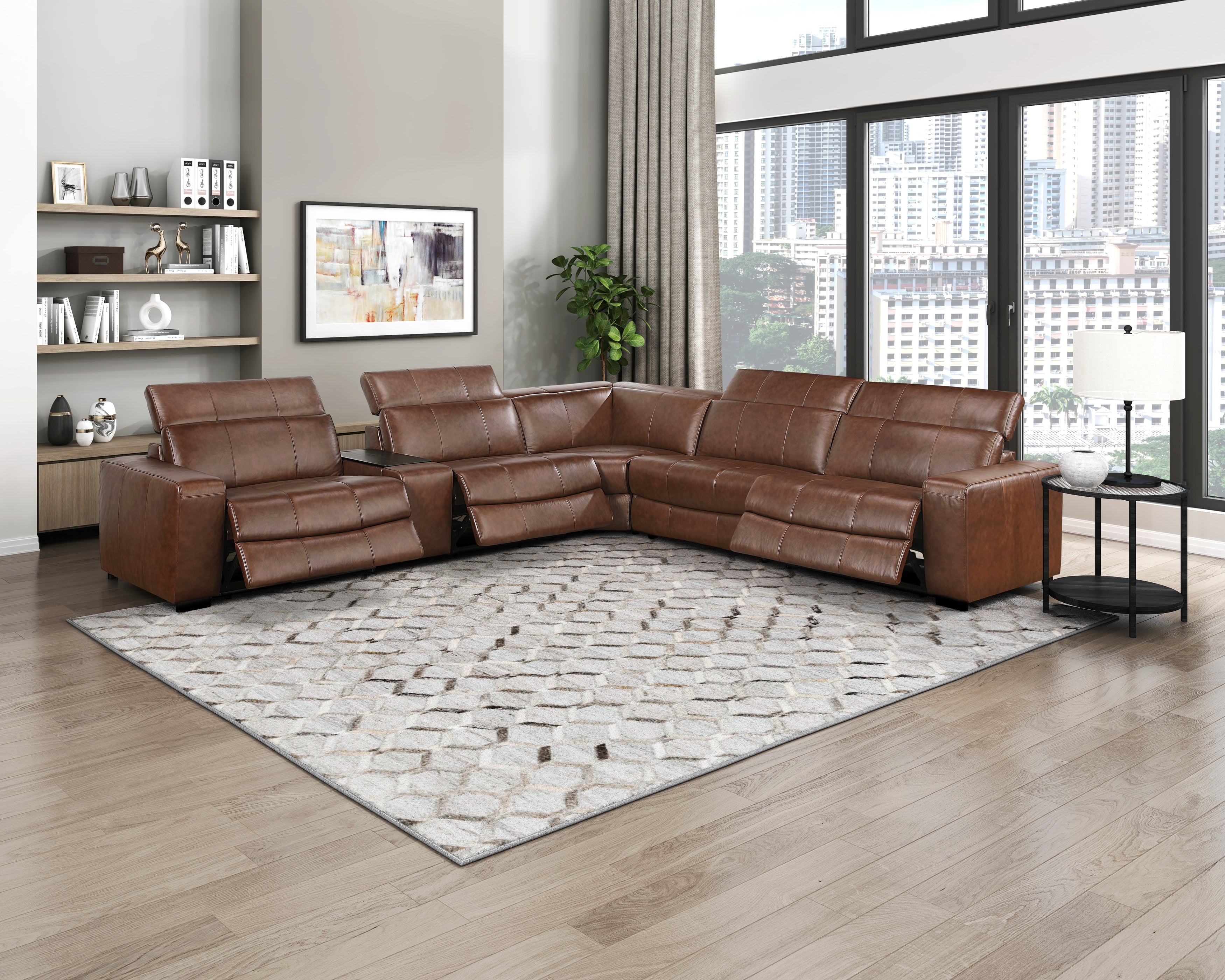 Sutton Power Reclining Leather Sectional Collection, 139" W