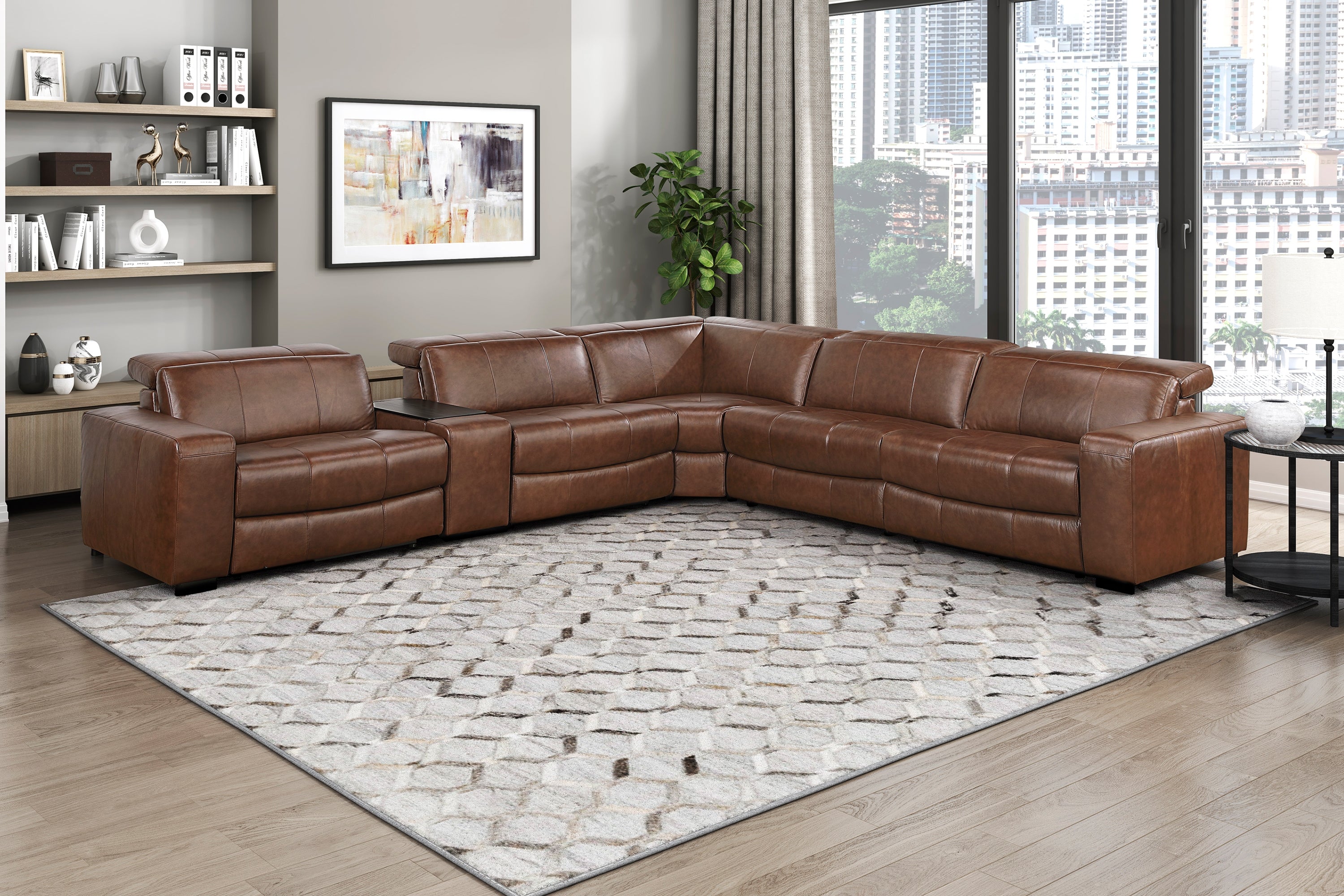 Sutton Power Reclining Leather Sectional Collection, 139" W