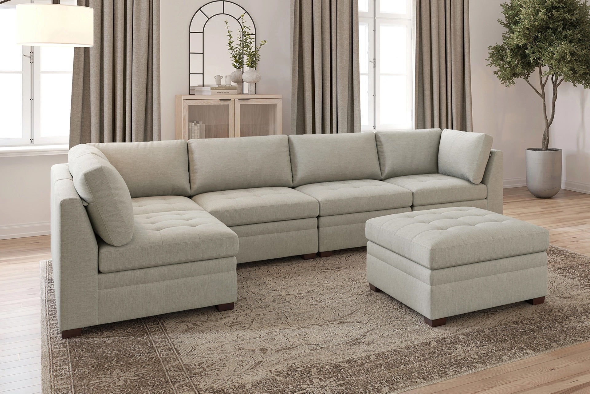 Abby Beige Modular Sectional Collection, Beige Finish