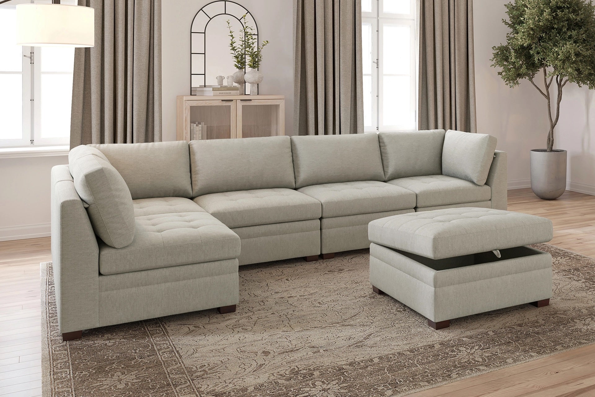 Abby Beige Modular Sectional Collection, Beige Finish