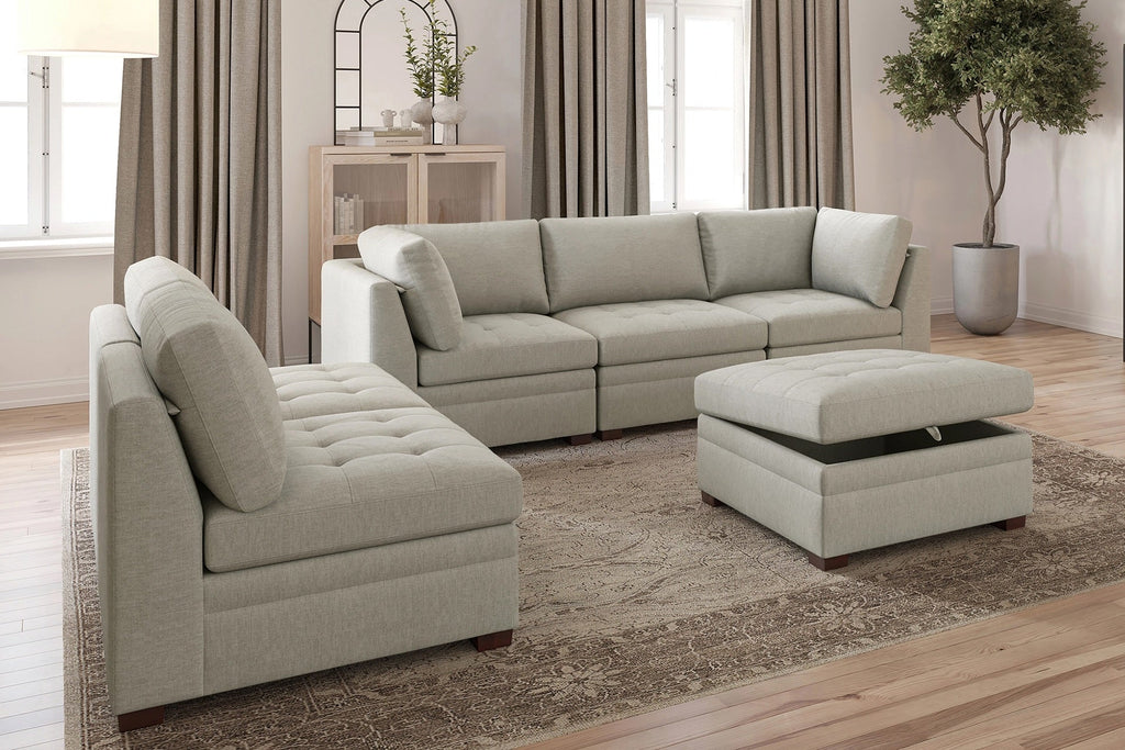 Abby Beige Modular Sectional Collection, Beige Finish
