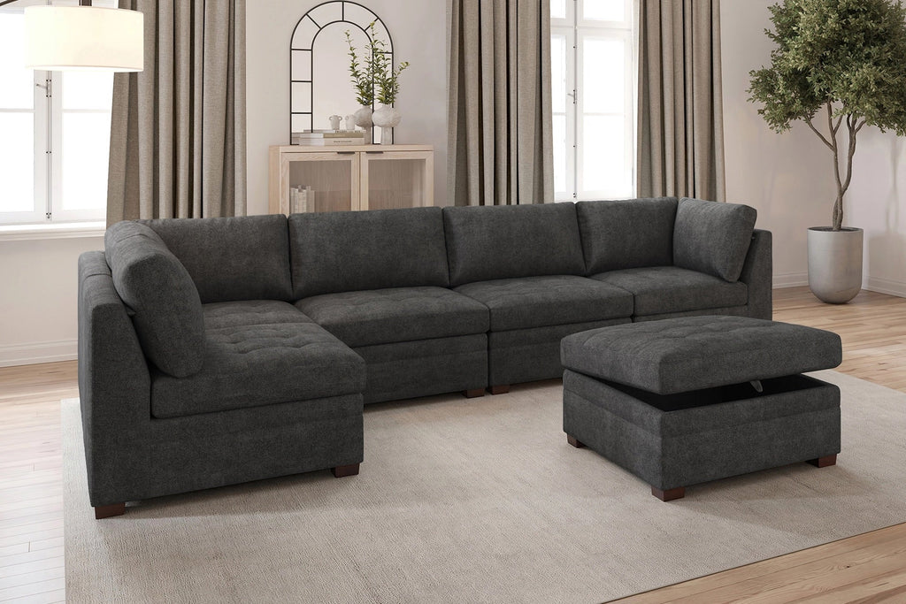 Abby Grey Modular Sectional Collection, Grey Finish