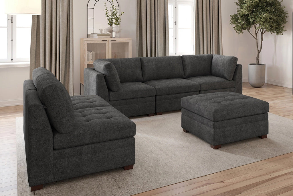Abby Grey Modular Sectional Collection, Grey Finish