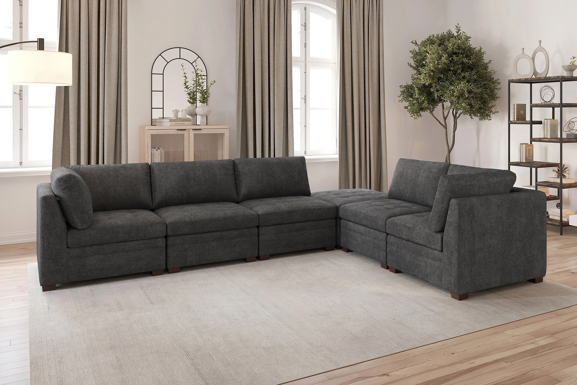 Abby Grey Modular Sectional Collection, Grey Finish
