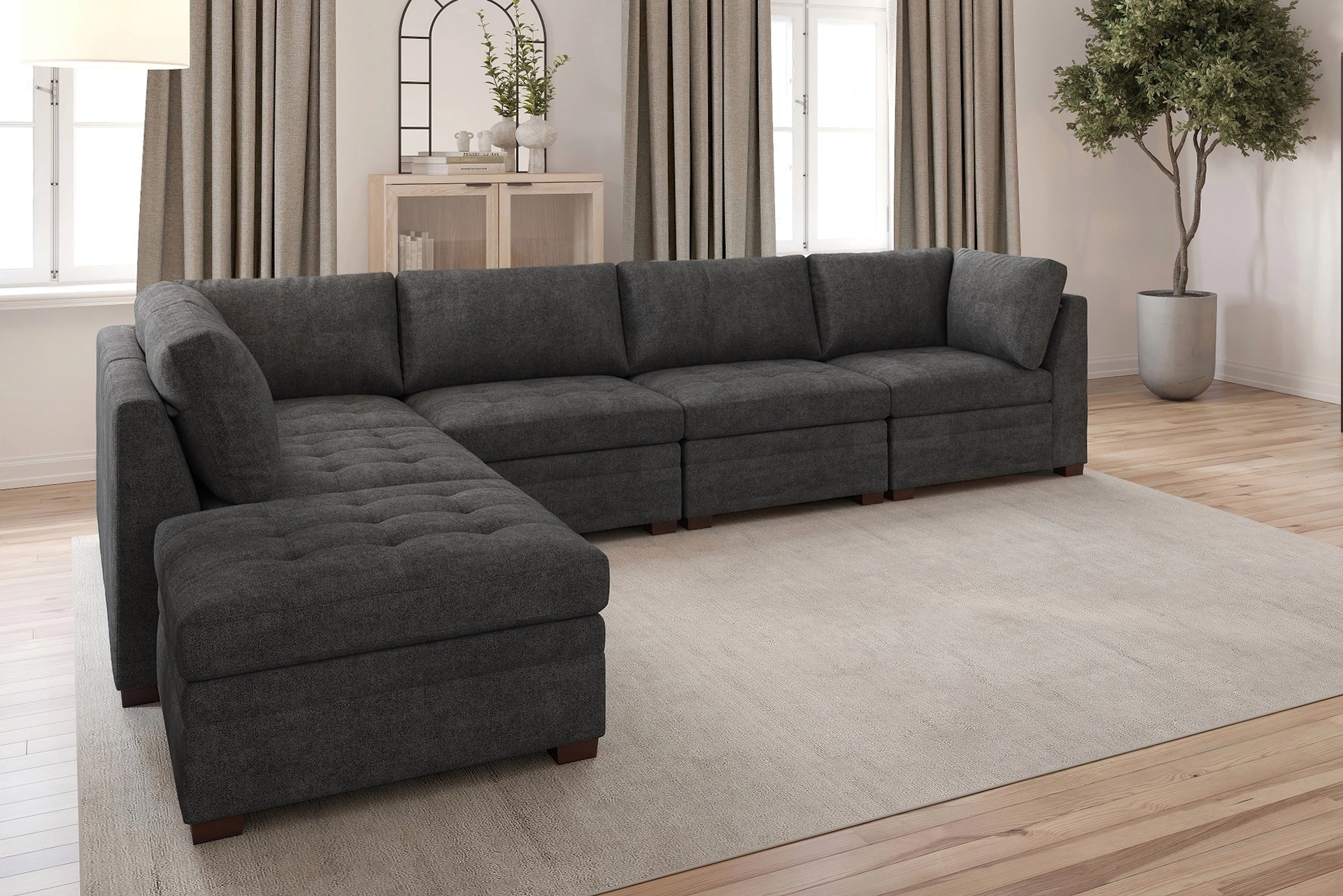 Abby Grey Modular Sectional Collection, Grey Finish