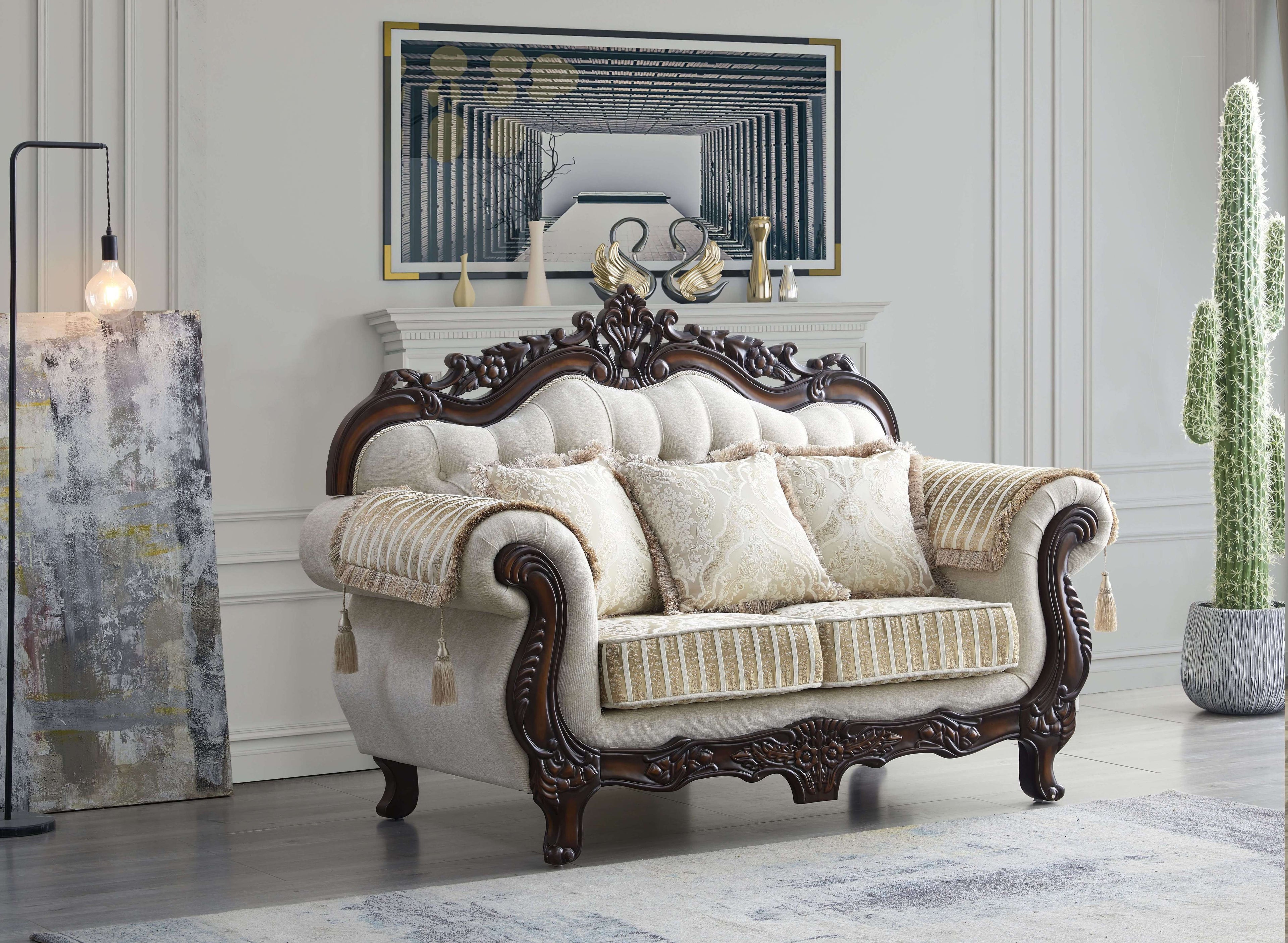 Alexandria Cream Living Room Collection, 92" W