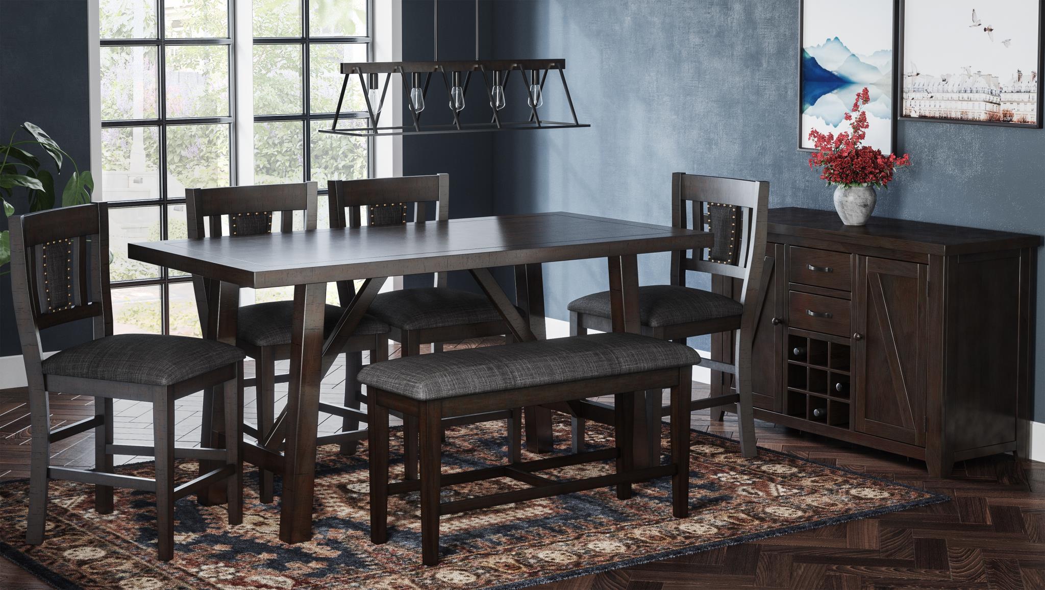 American Rustics 6 Pc. Counter Height Dining Set, 72" W