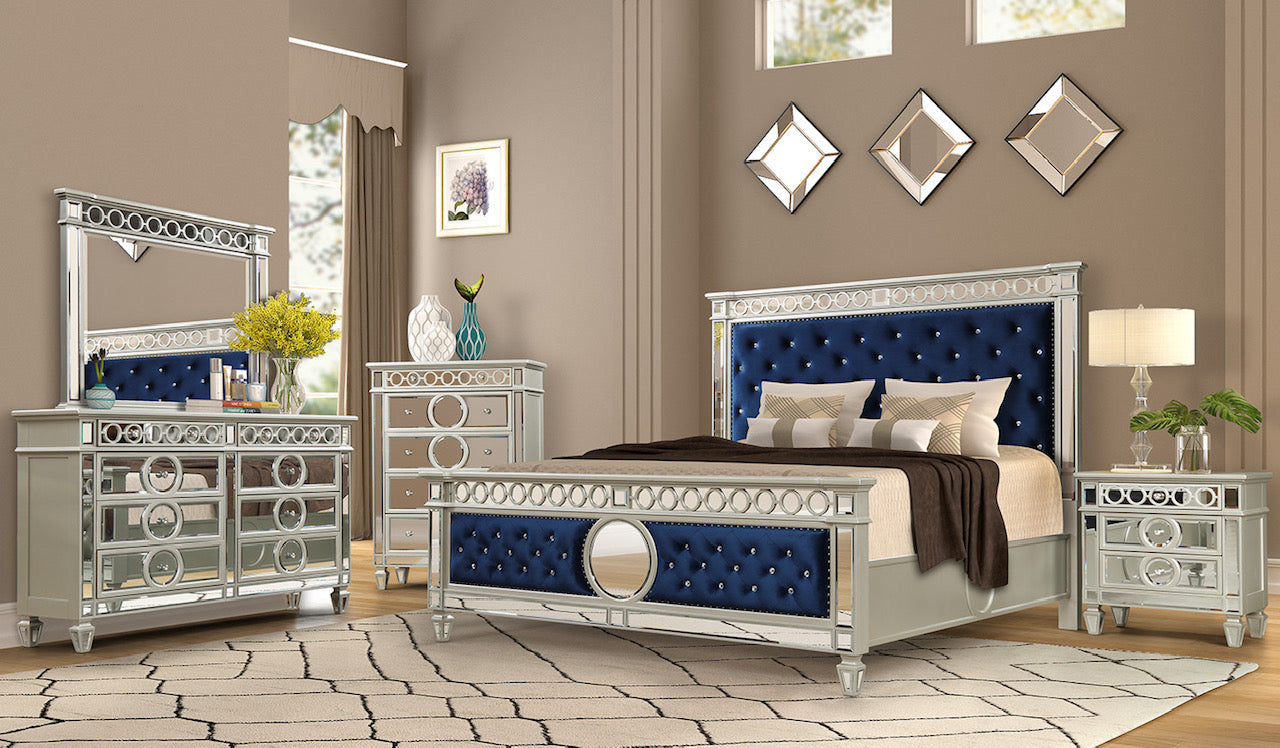 Azul Blue Bedroom Collection, 64" W