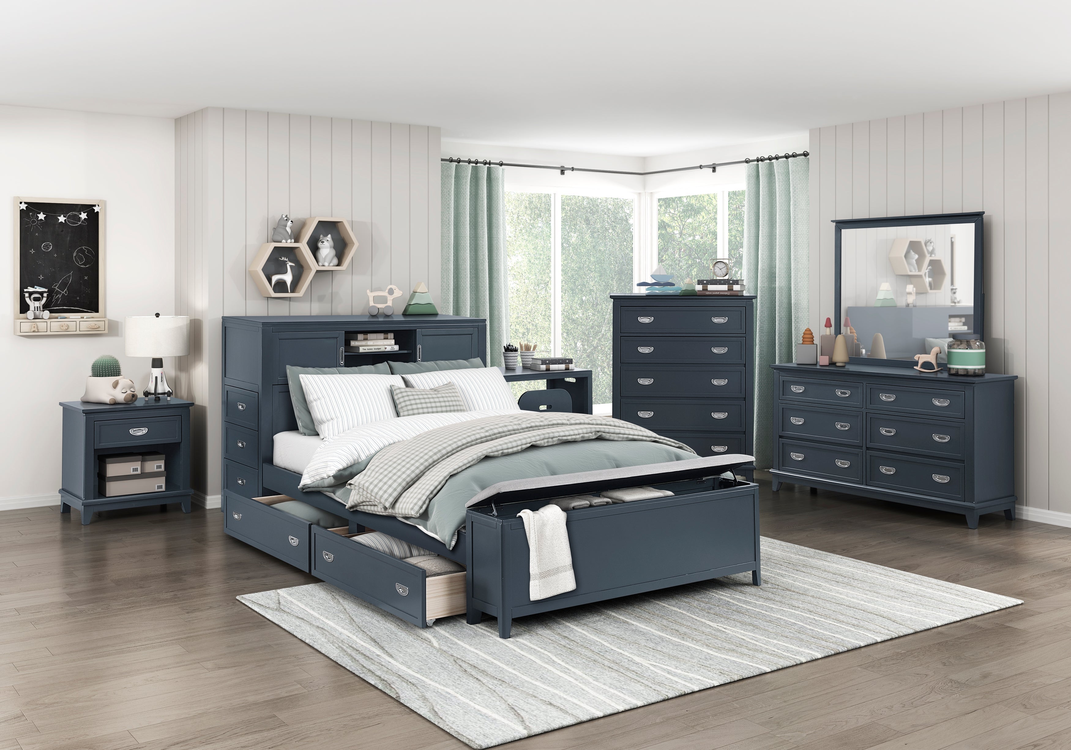Sloane Blue Bedroom Collection, 77.5" W