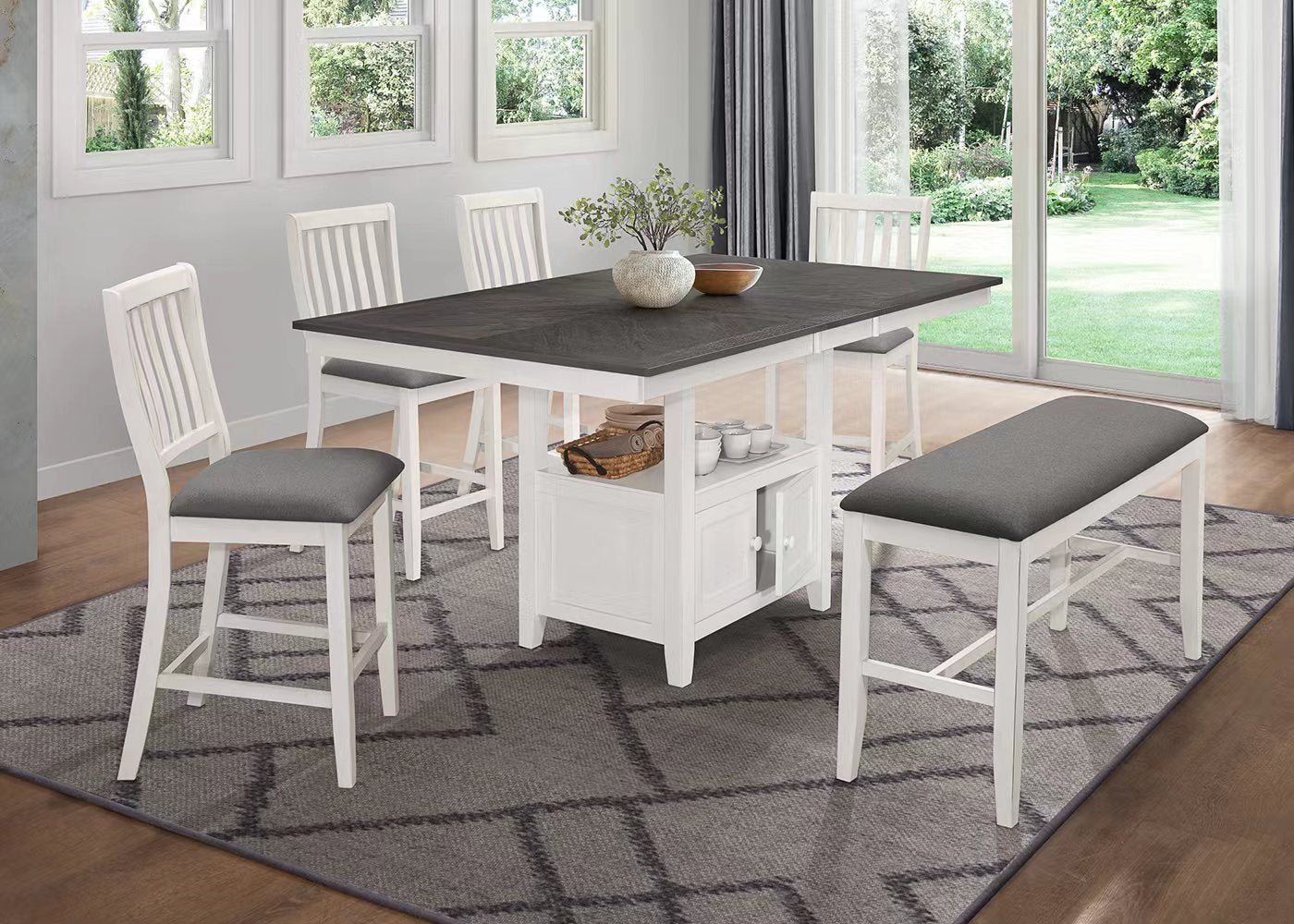 Buford Counter Height Dining Room Collection, Grey Finish