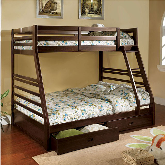 California Twin/Full Bunk Bed, Black Finish