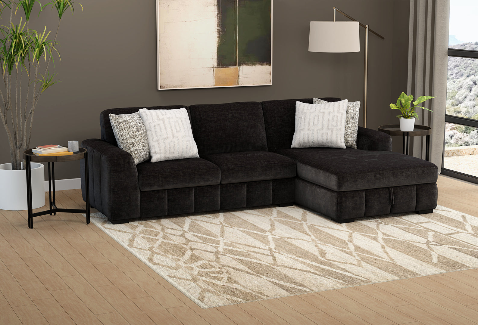 Ritchie Black Sectional Collection, Black Finish