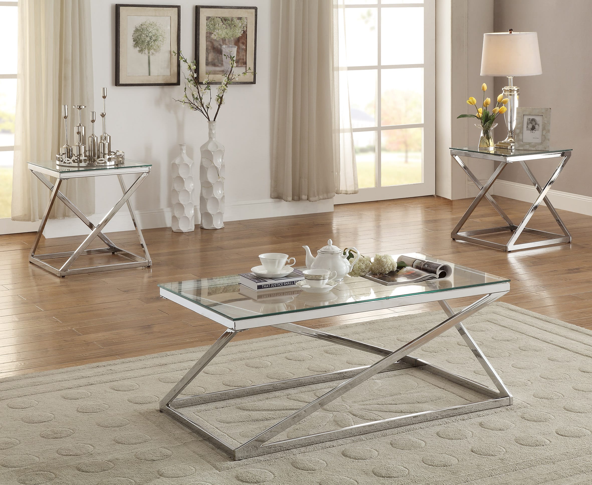 Chase II 3 Pc. Occasional Set, Silver Finish