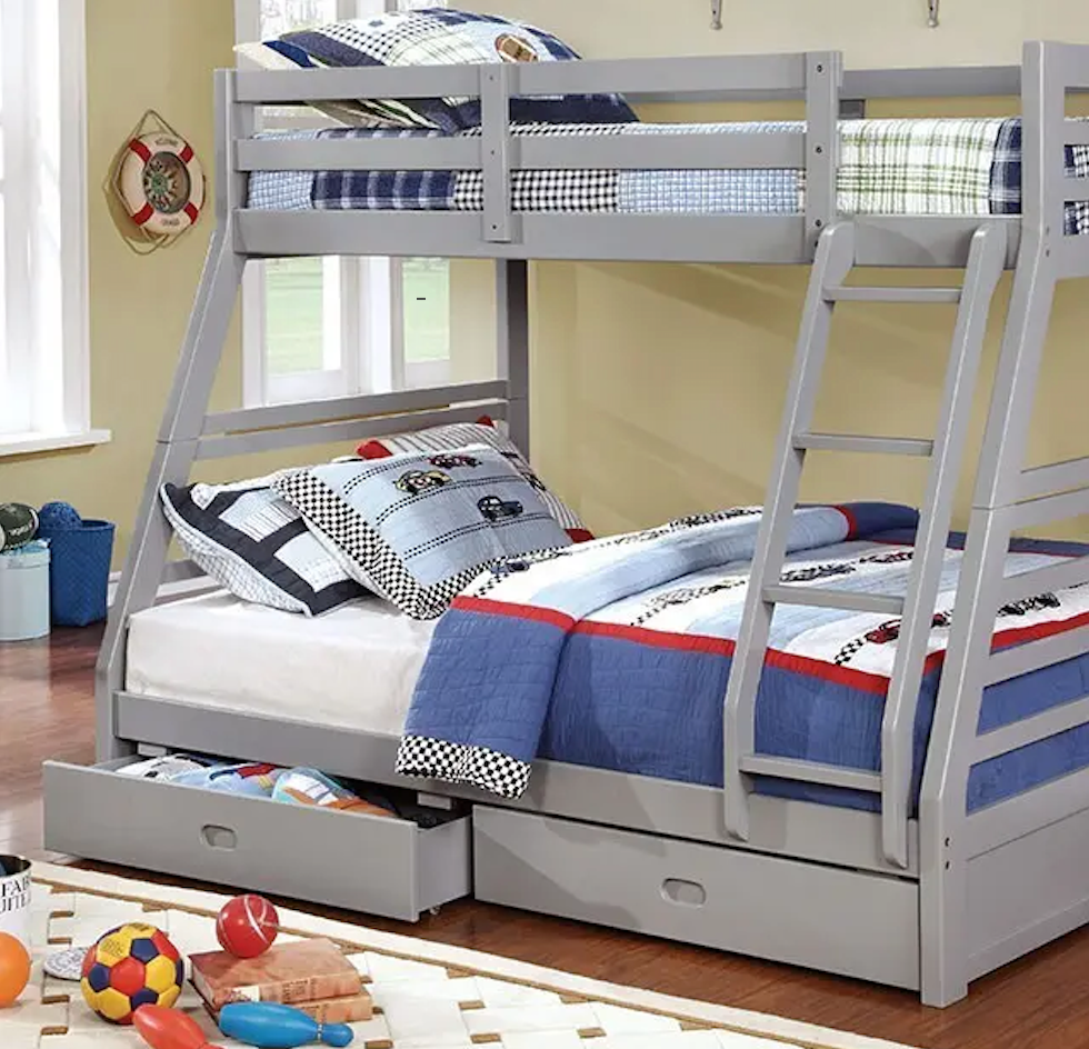 California Twin/Full Bunk Bed, Black Finish