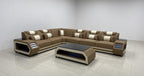 Lusso Italian Leather Sectional Collection, Beige Finish