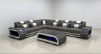 Lusso Italian Leather Sectional Collection, Beige Finish