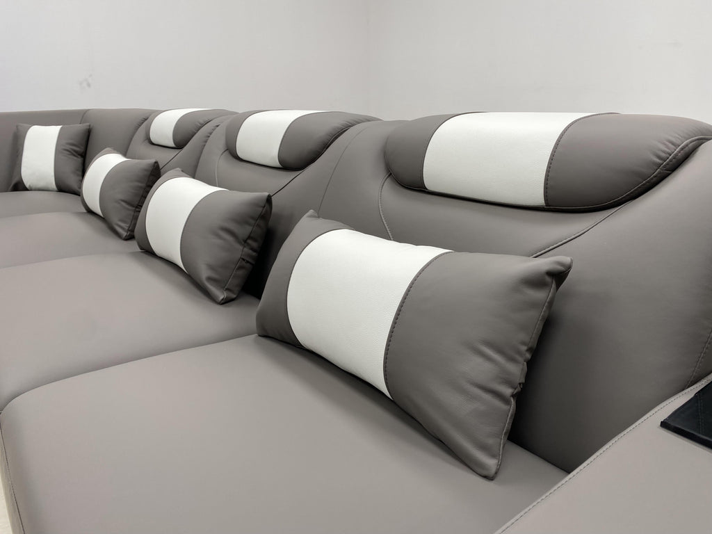 Lusso Italian Leather Sectional Collection, Beige Finish