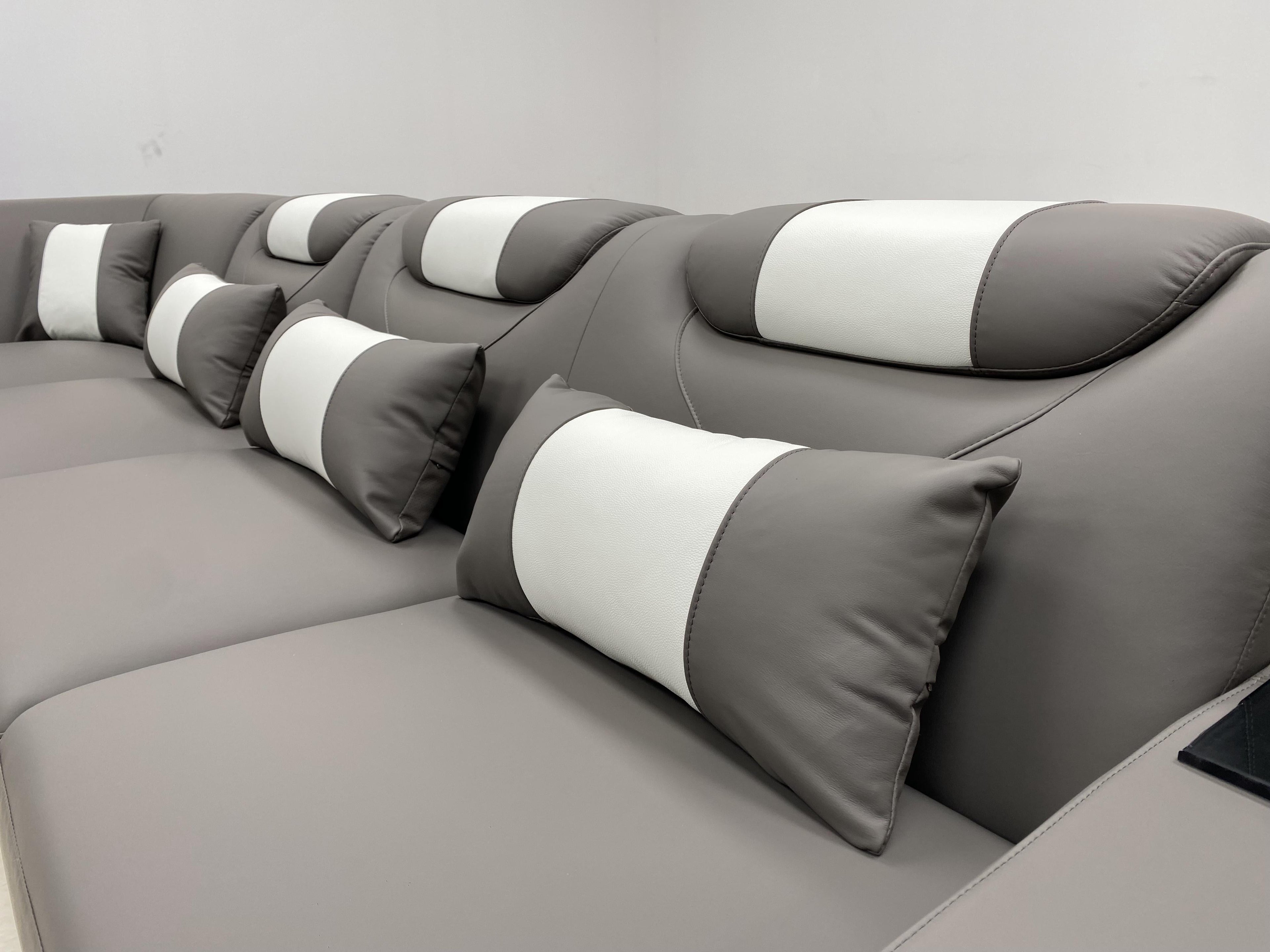 Lusso Italian Leather Sectional Collection, Beige Finish