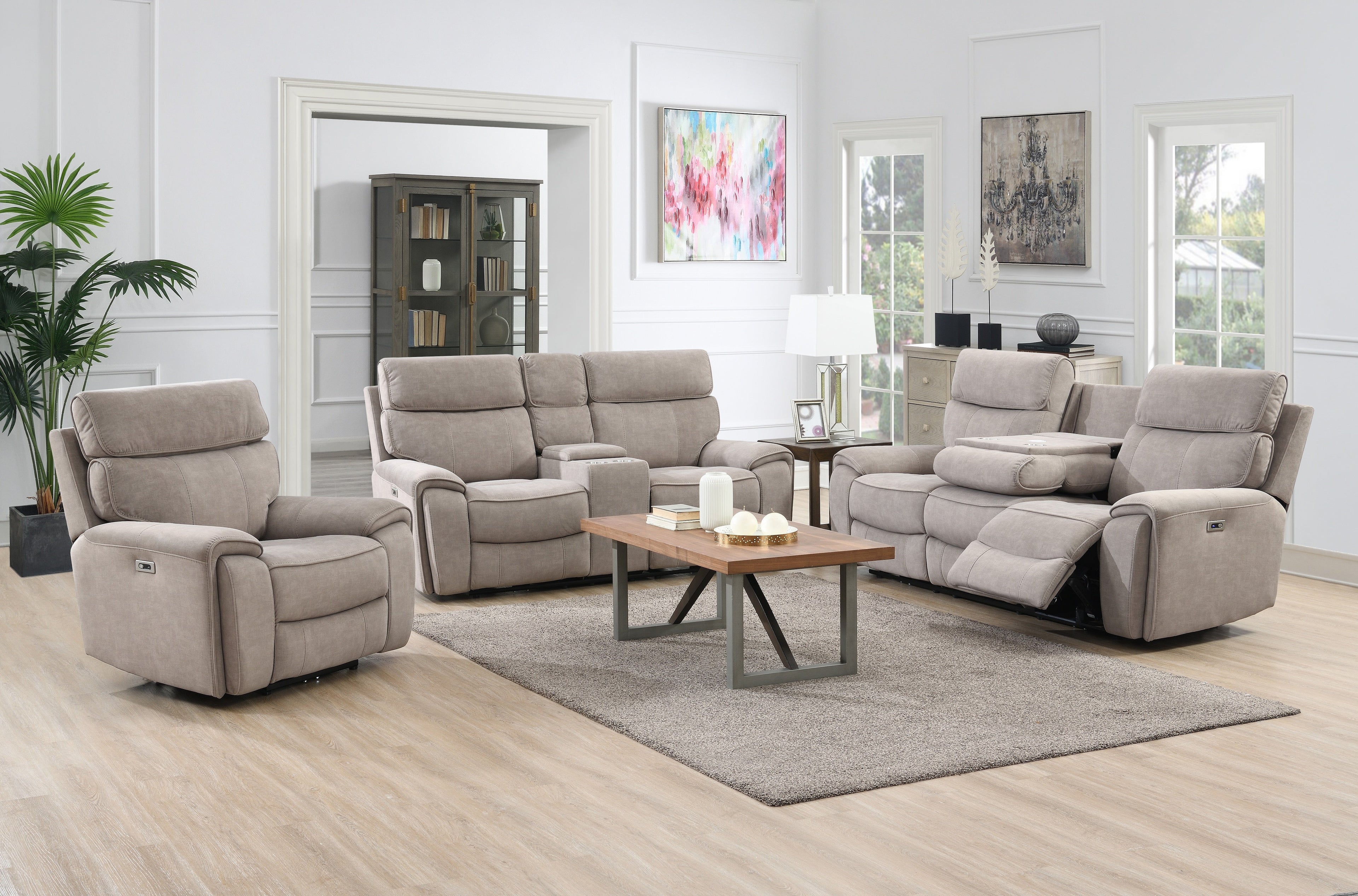 Little Rock Khaki Power Reclining Living Room Collection, Beige Finish