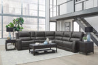 Belmont Zero Gravity Power Reclining Leather Sectional Collection, Brown Finish