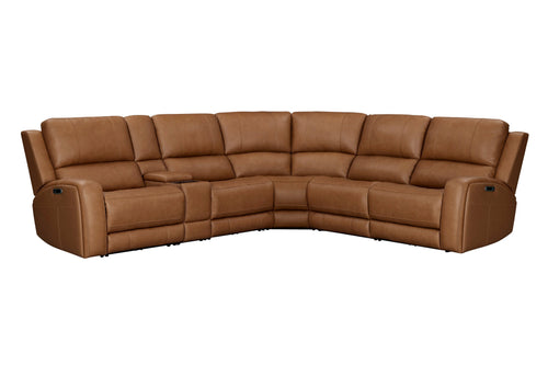 Belmont Zero Gravity Power Reclining Leather Sectional Collection, Brown Finish