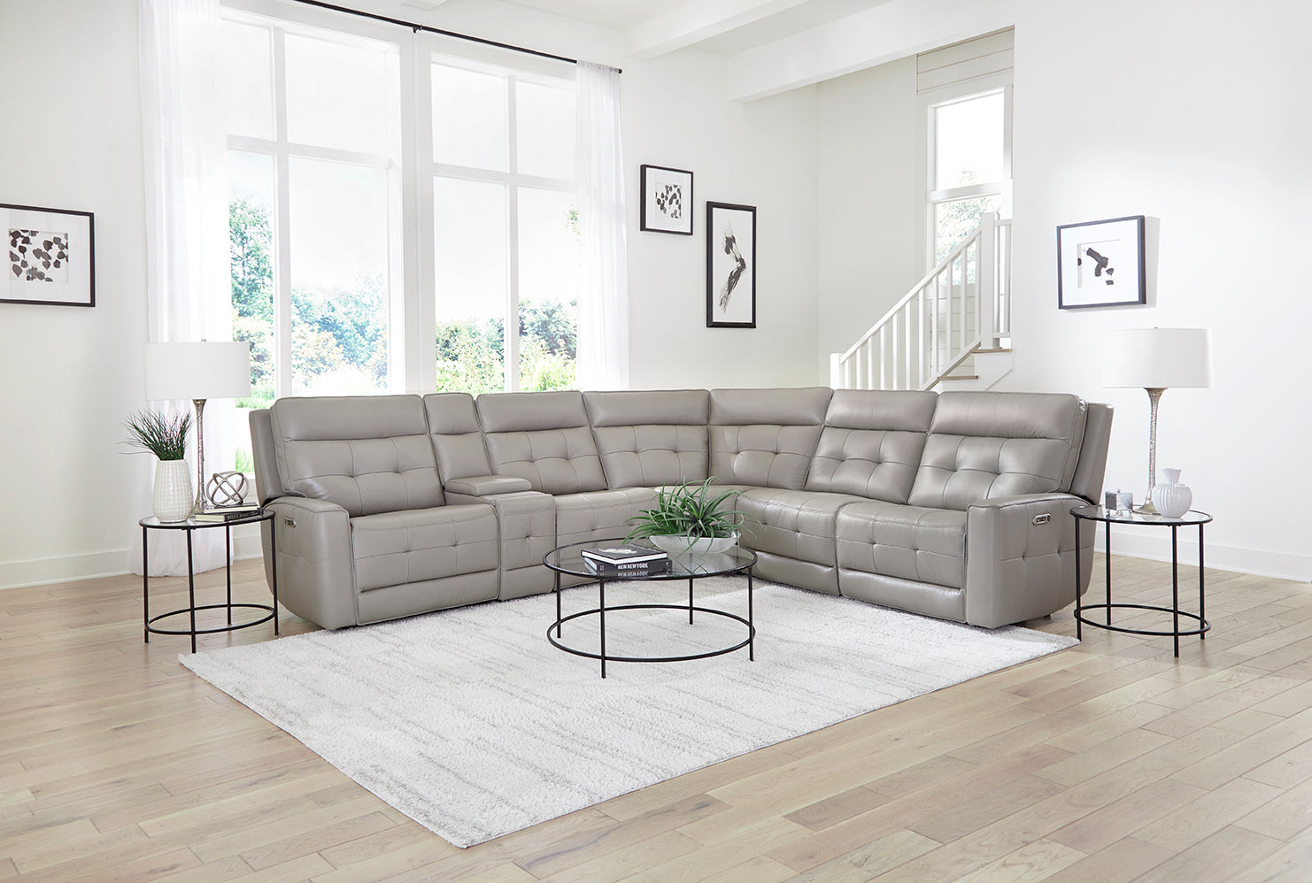 Canterbury Zero Gravity Power Reclining Leather Sectional Collection, 128" W