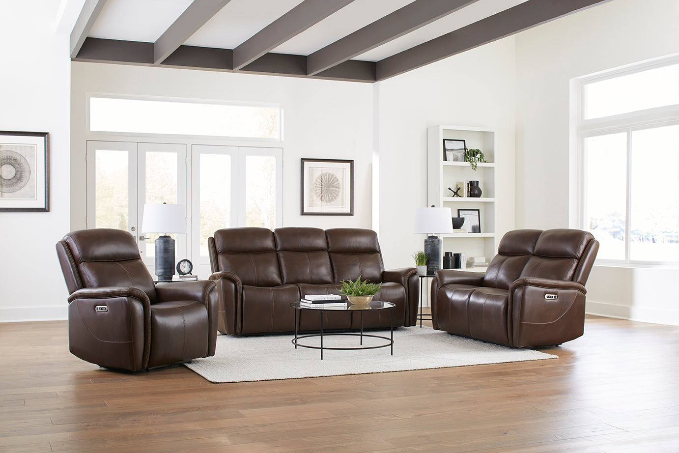 Cascade Power Reclining Leather Living Room Collection