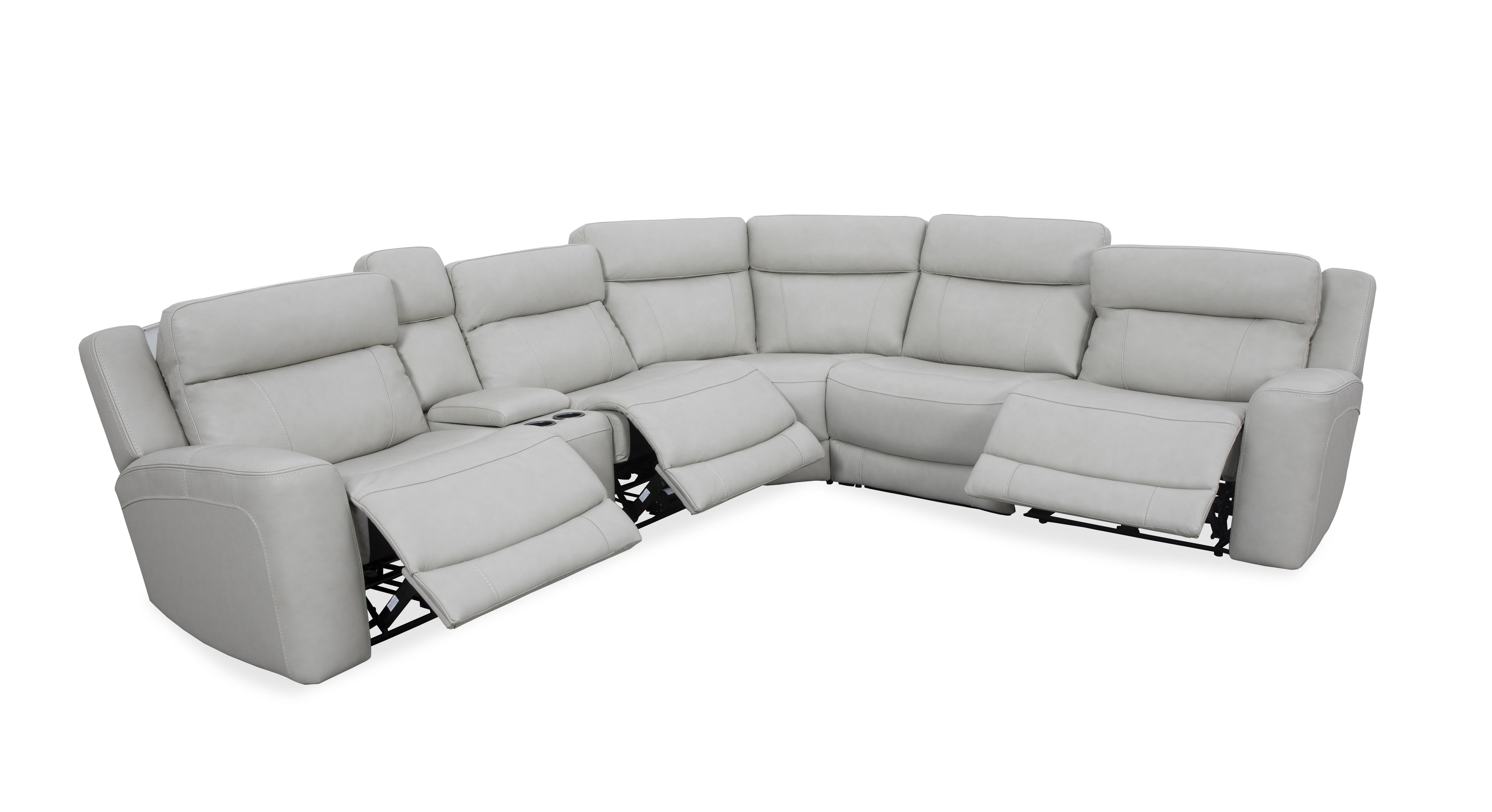 Calgary Power Reclining Leather Sectional Collection, Beige Finish