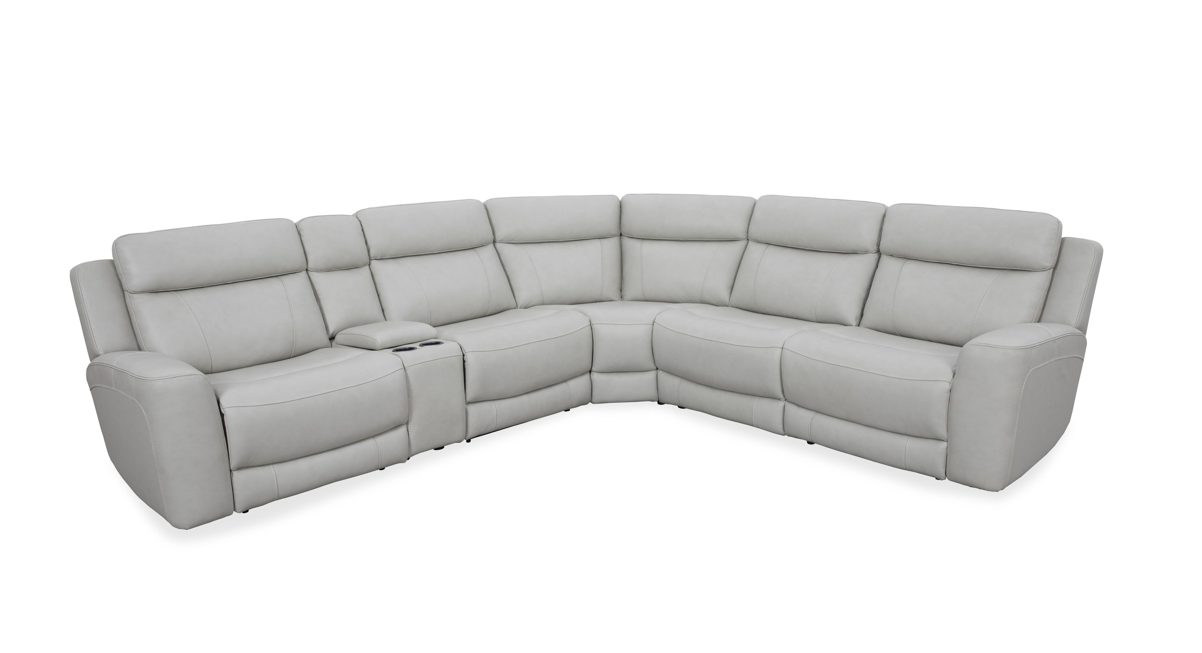 Calgary Power Reclining Leather Sectional Collection, Beige Finish
