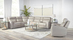 Calgary Power Reclining Leather Sectional Collection, Beige Finish