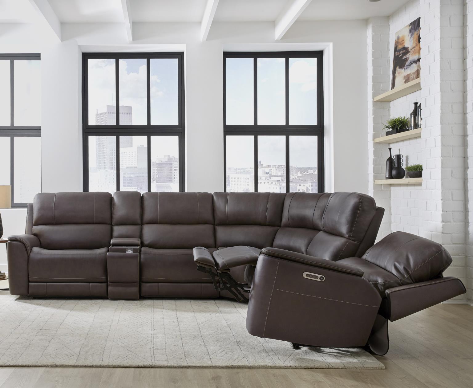 Easton Zero Gravity Power Reclining Leather Sectional Collection, 136" W