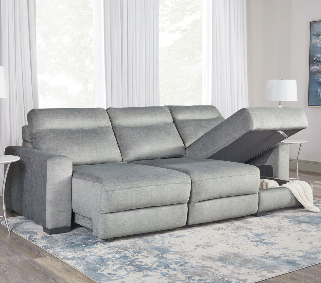 Elliot Power Sliding Sectional, 115" W
