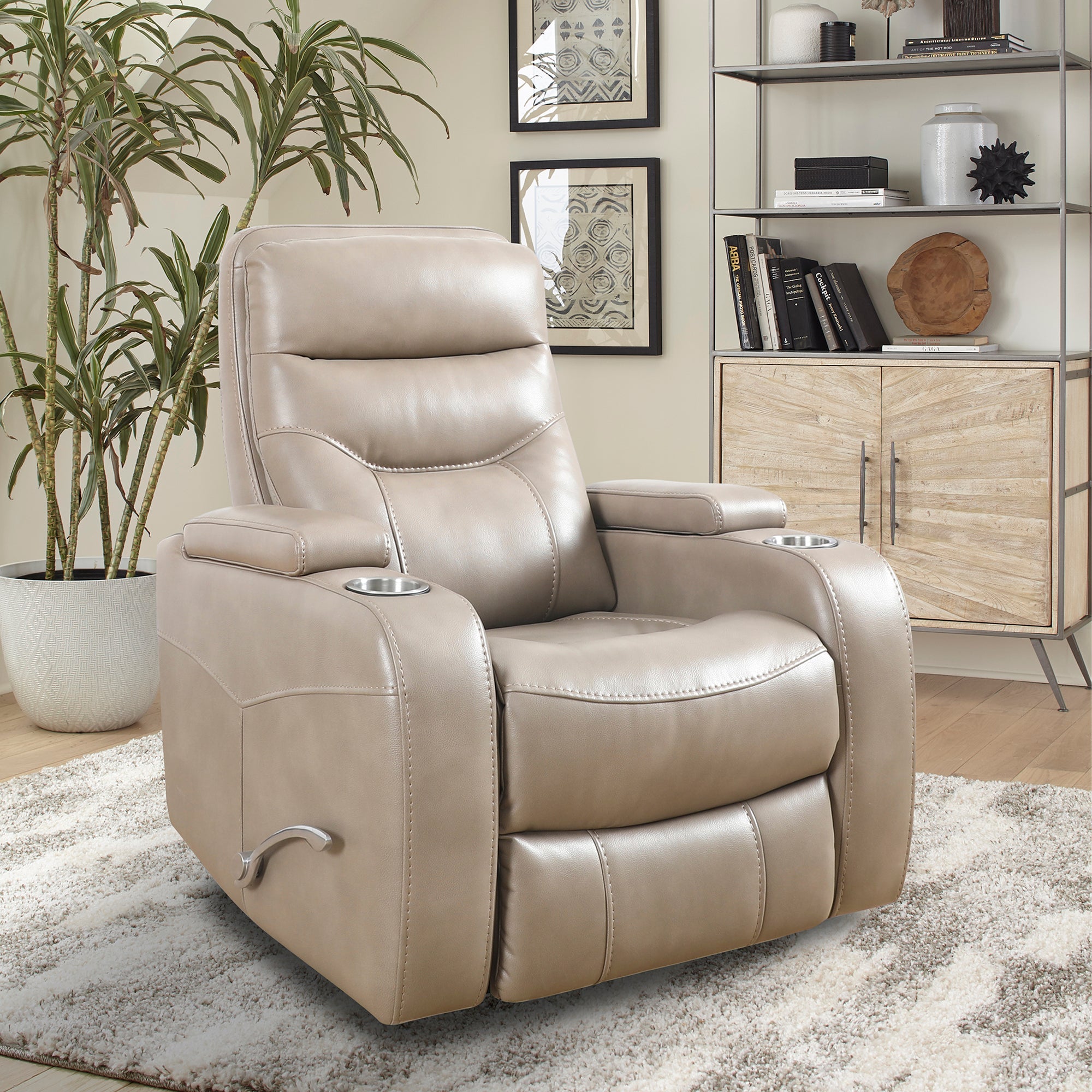 Origin Linen Manual Swivel Glider Recliner, 33" W