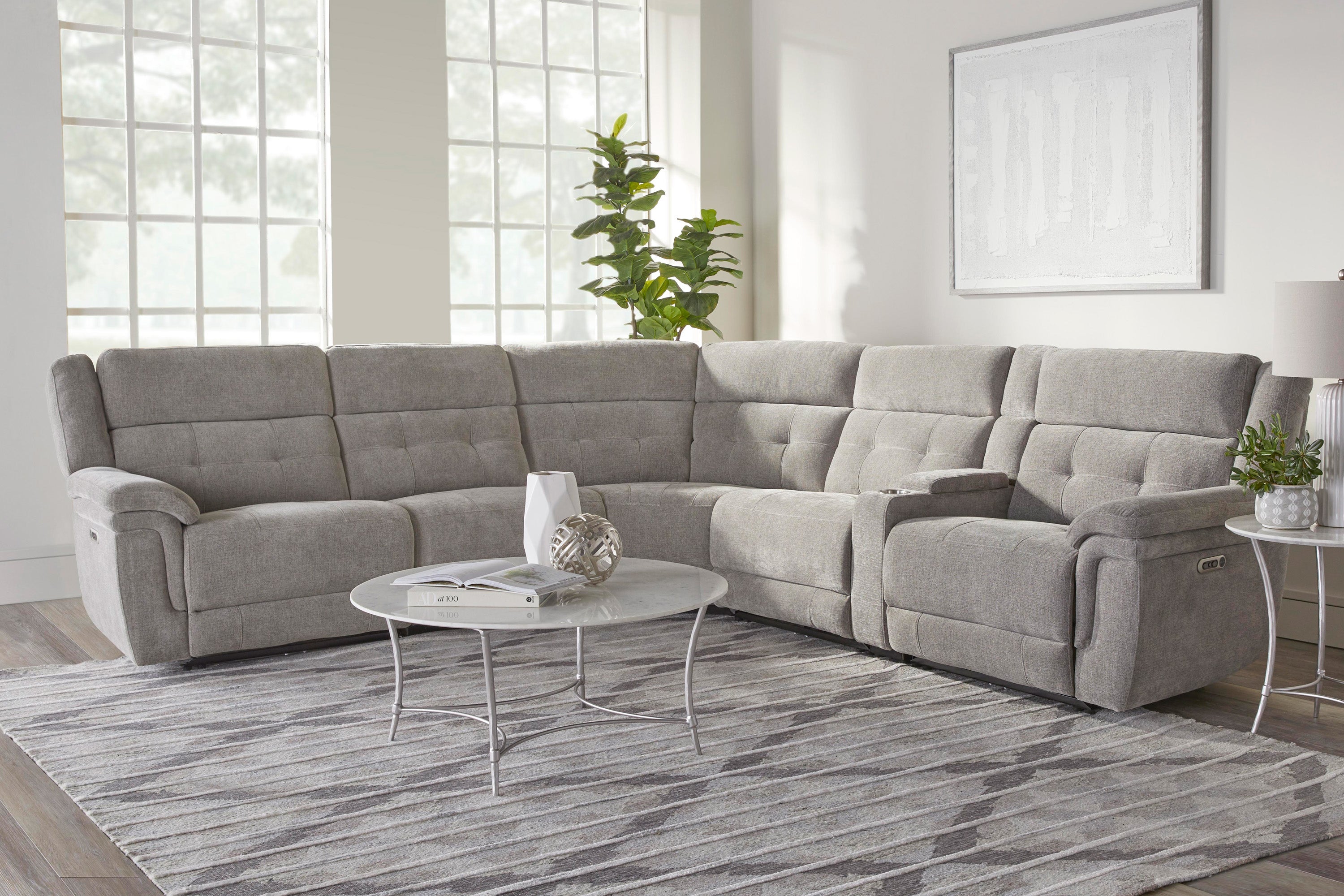 Richland Power Reclining Sectional Collection, Grey Finish