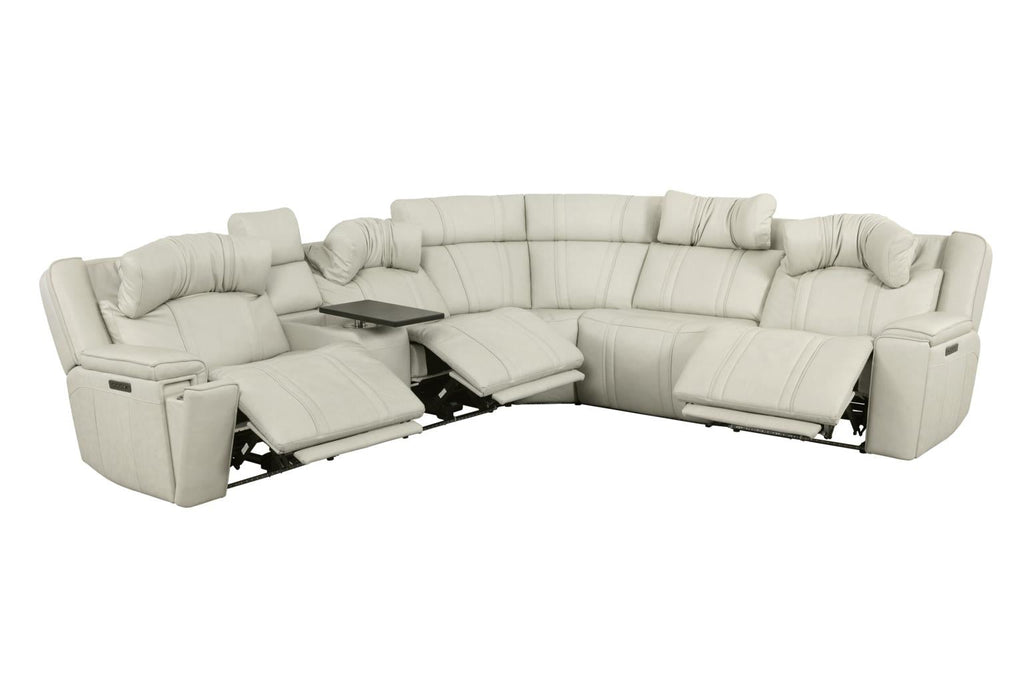 Sausalito Zero Gravity Immersive Audio Power Reclining Leather Sectional Collection, Beige Finish