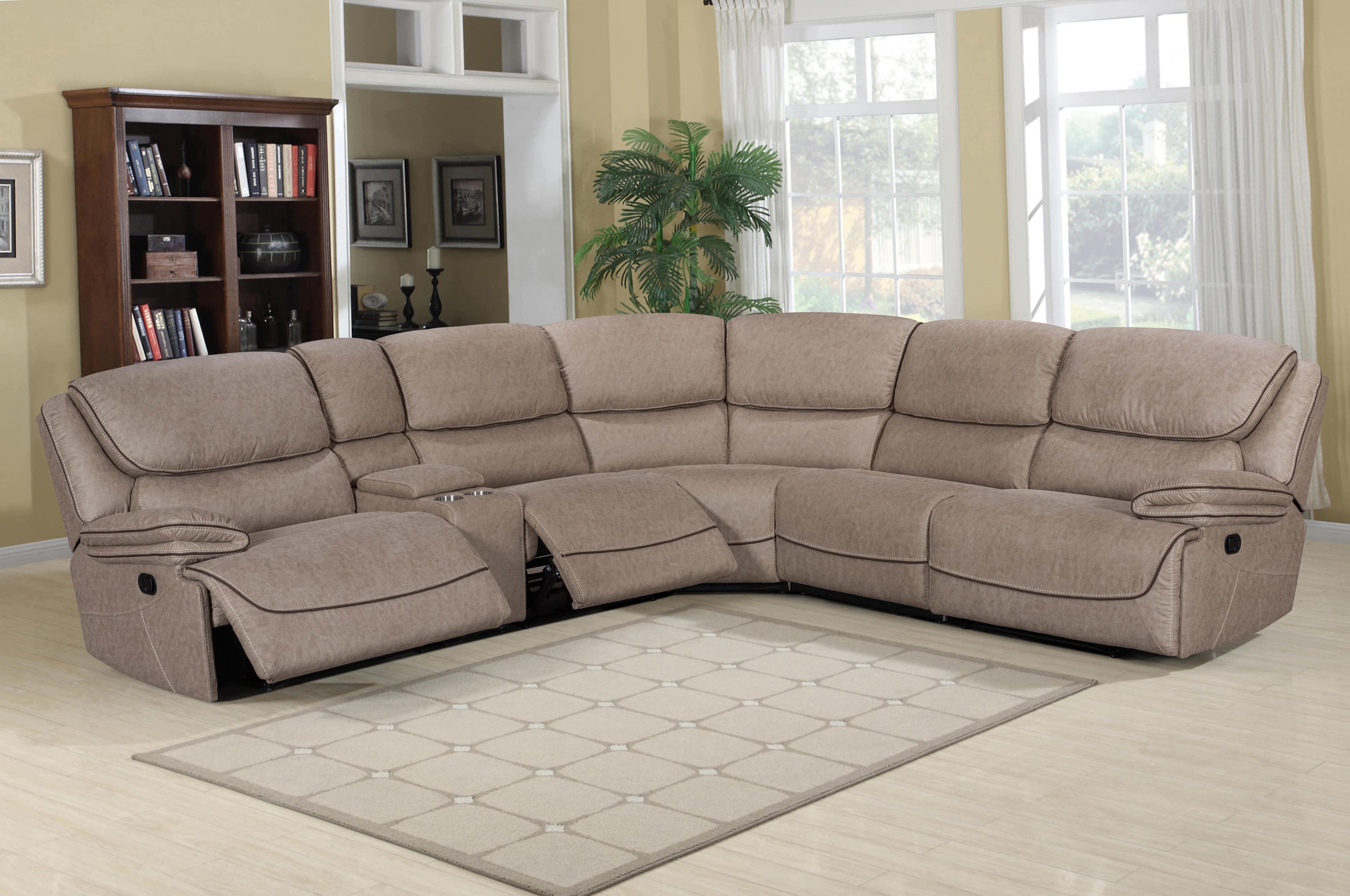 Mina Beige Power Reclining Sectional, 42" W