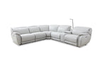 Palm Beach Power Reclining Leather Sectional, Cream Finish
