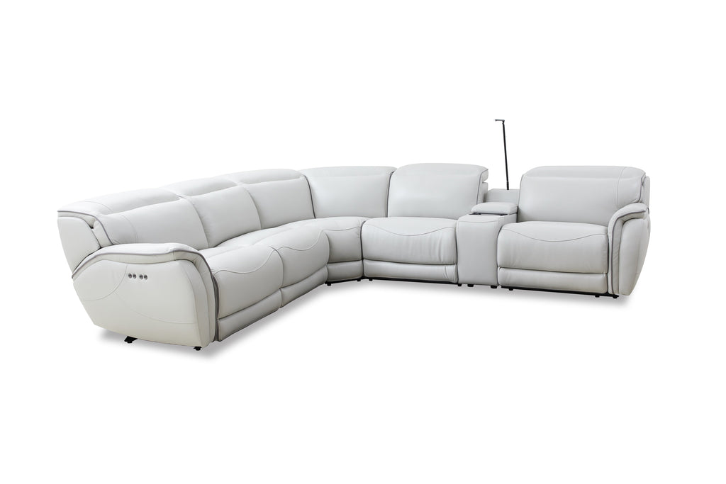 Palm Beach Power Reclining Leather Sectional, Cream Finish