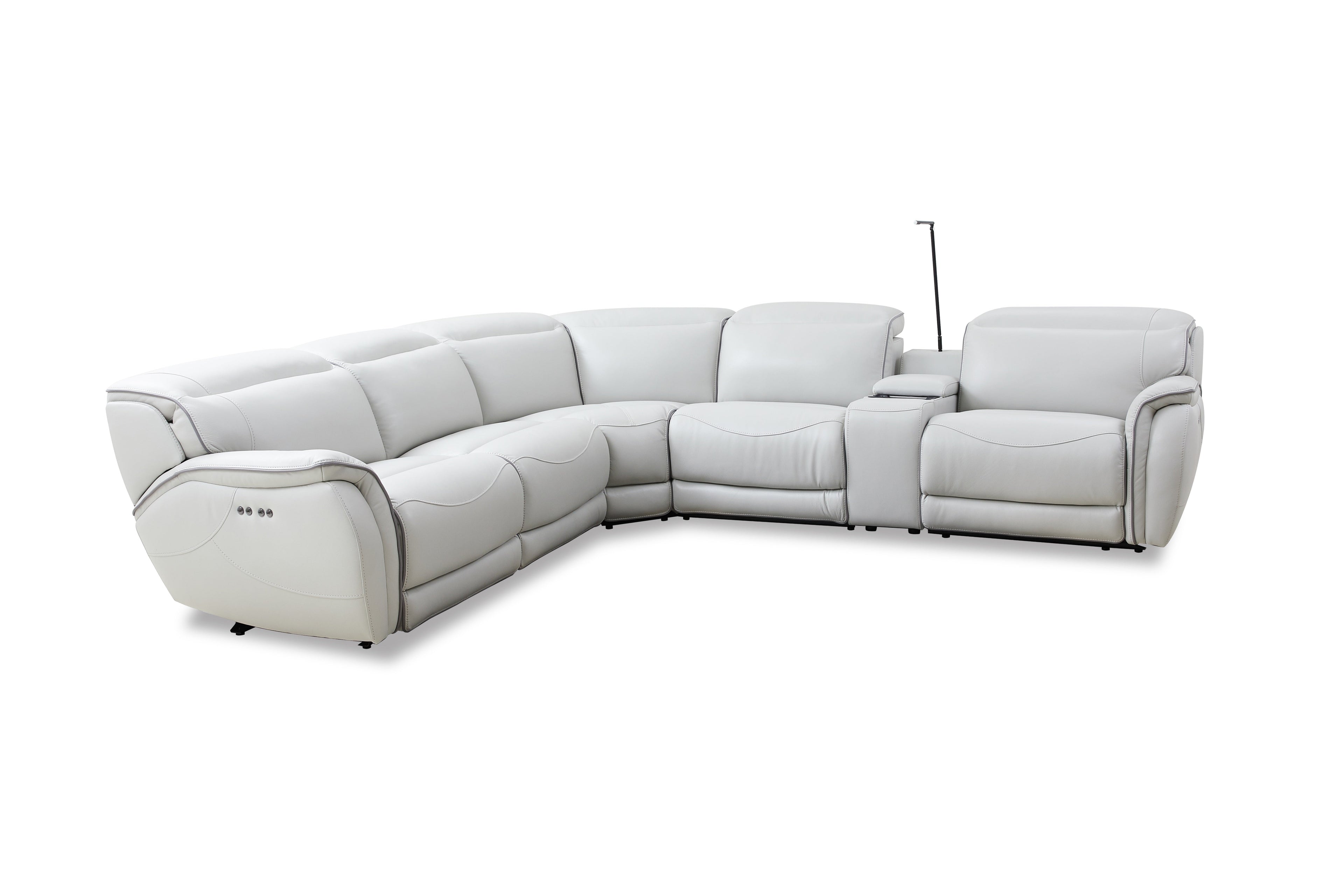 Palm Beach Power Reclining Leather Sectional, Cream Finish