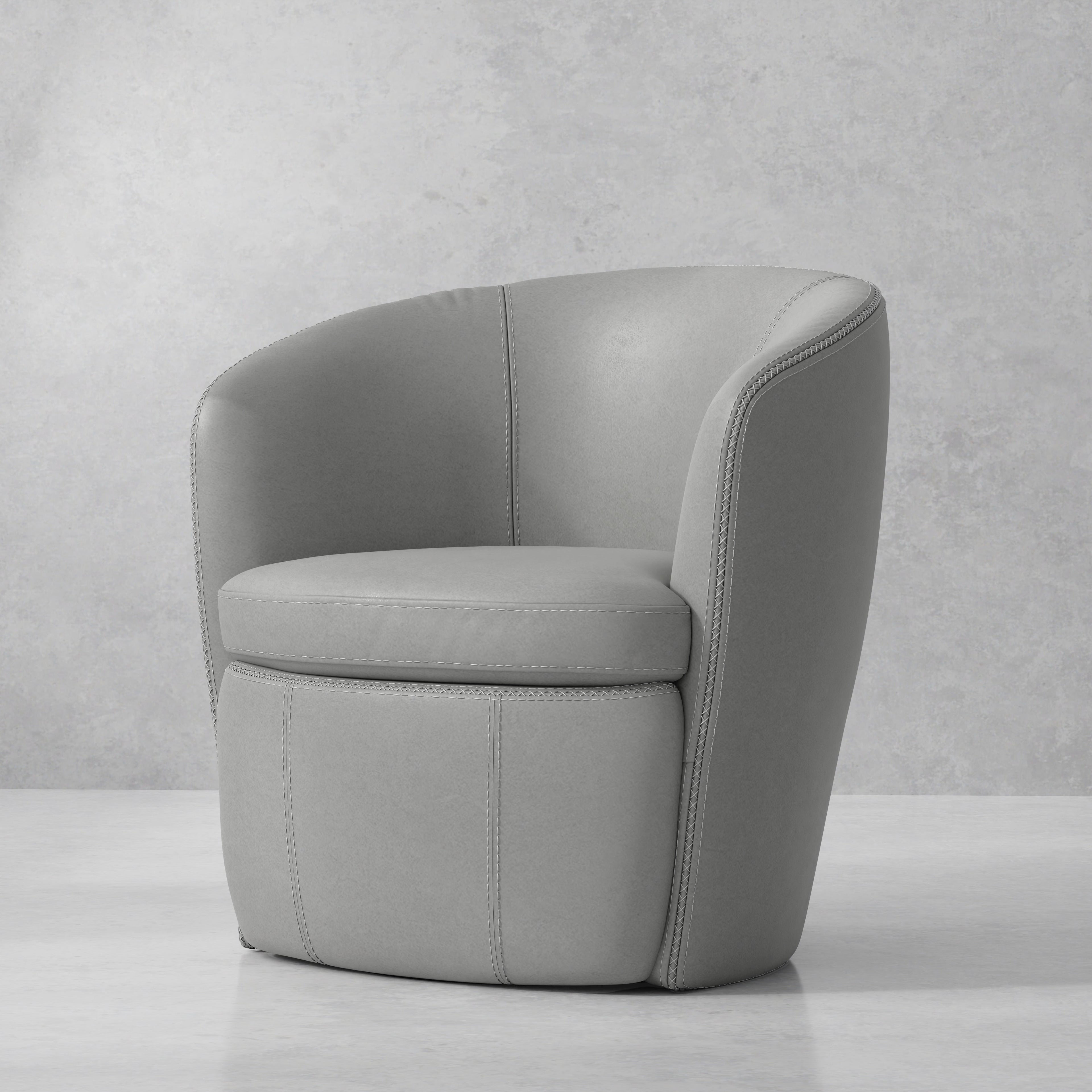 Barolo Leather Swivel Chair, 31" W