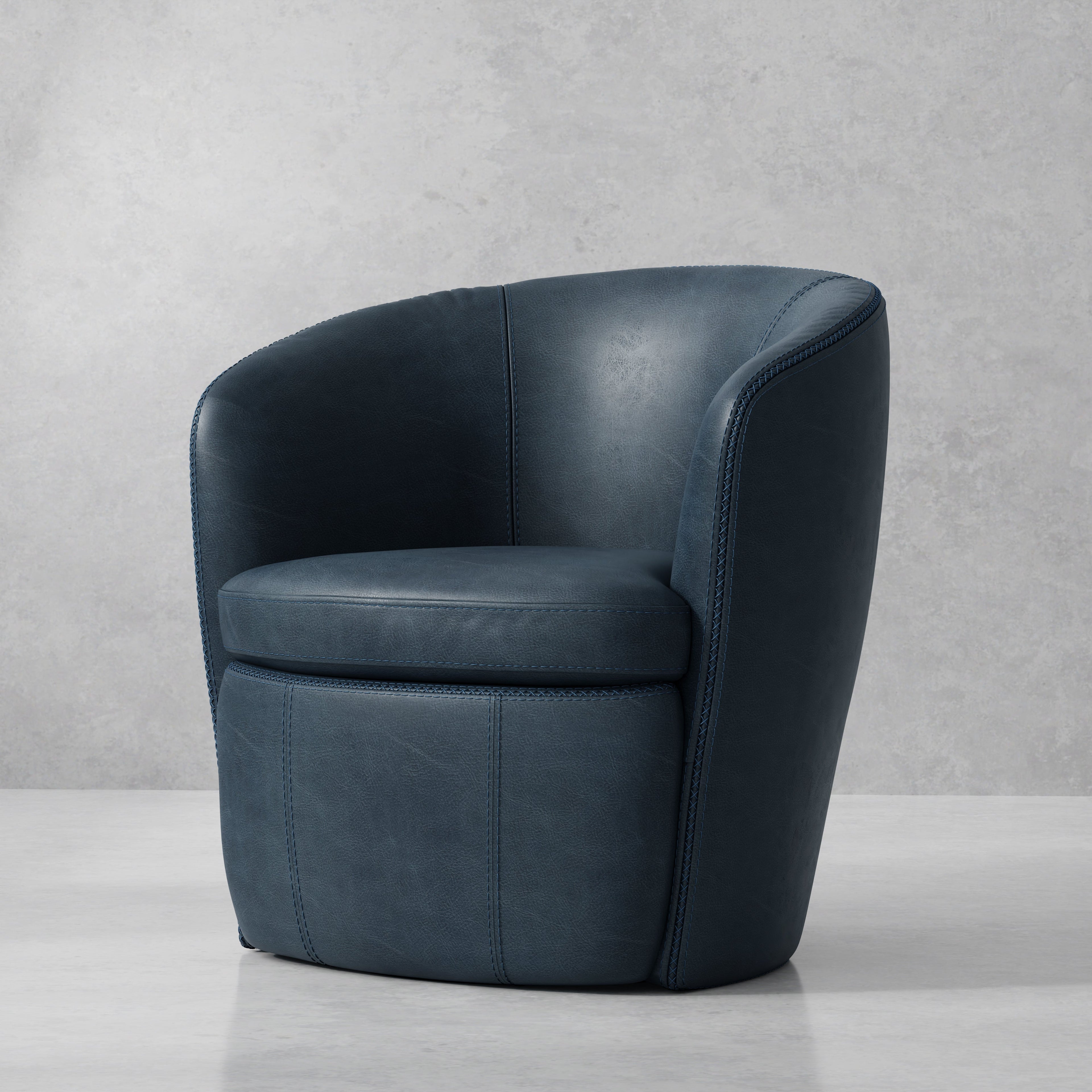 Barolo Leather Swivel Chair, 31" W