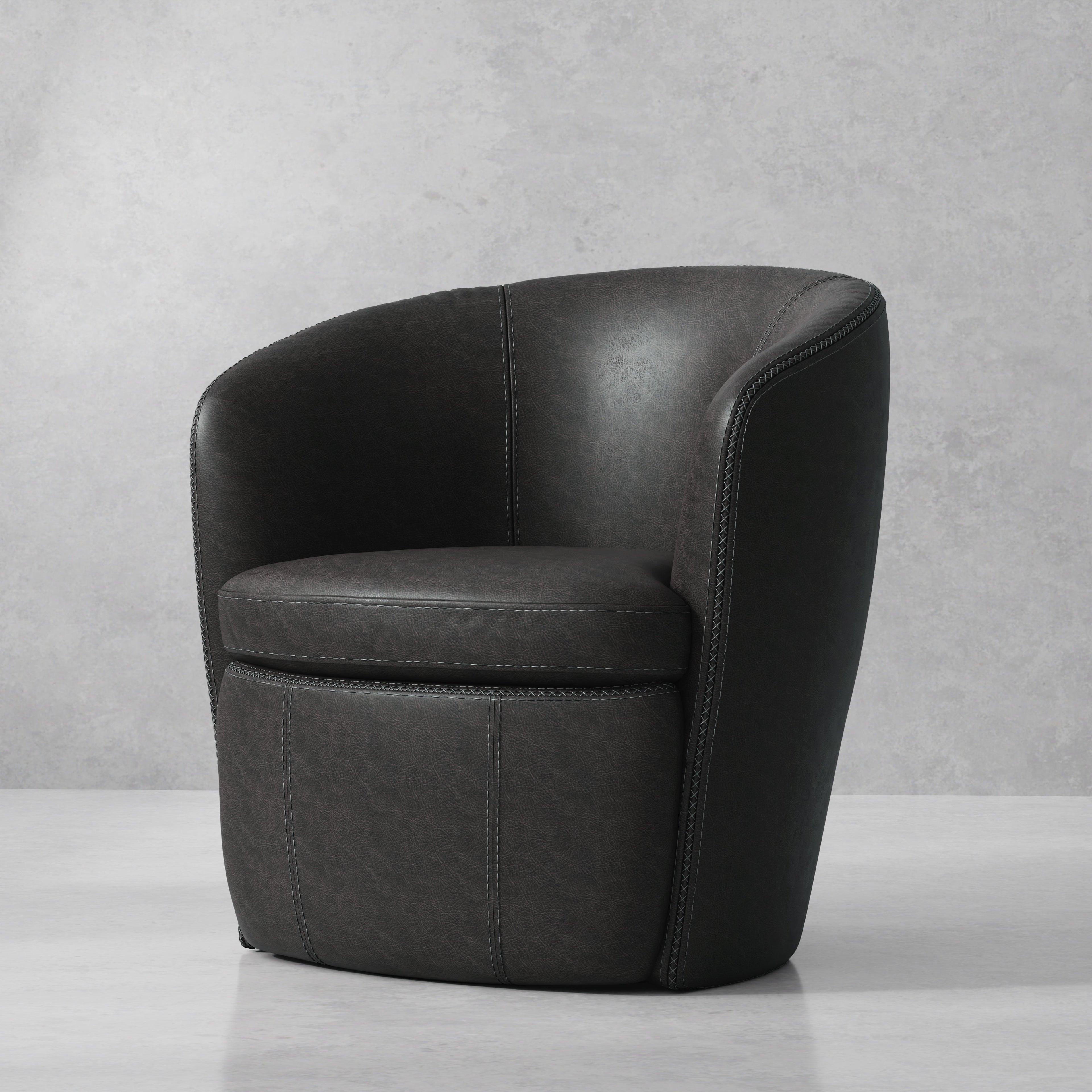 Barolo Leather Swivel Chair, 31" W