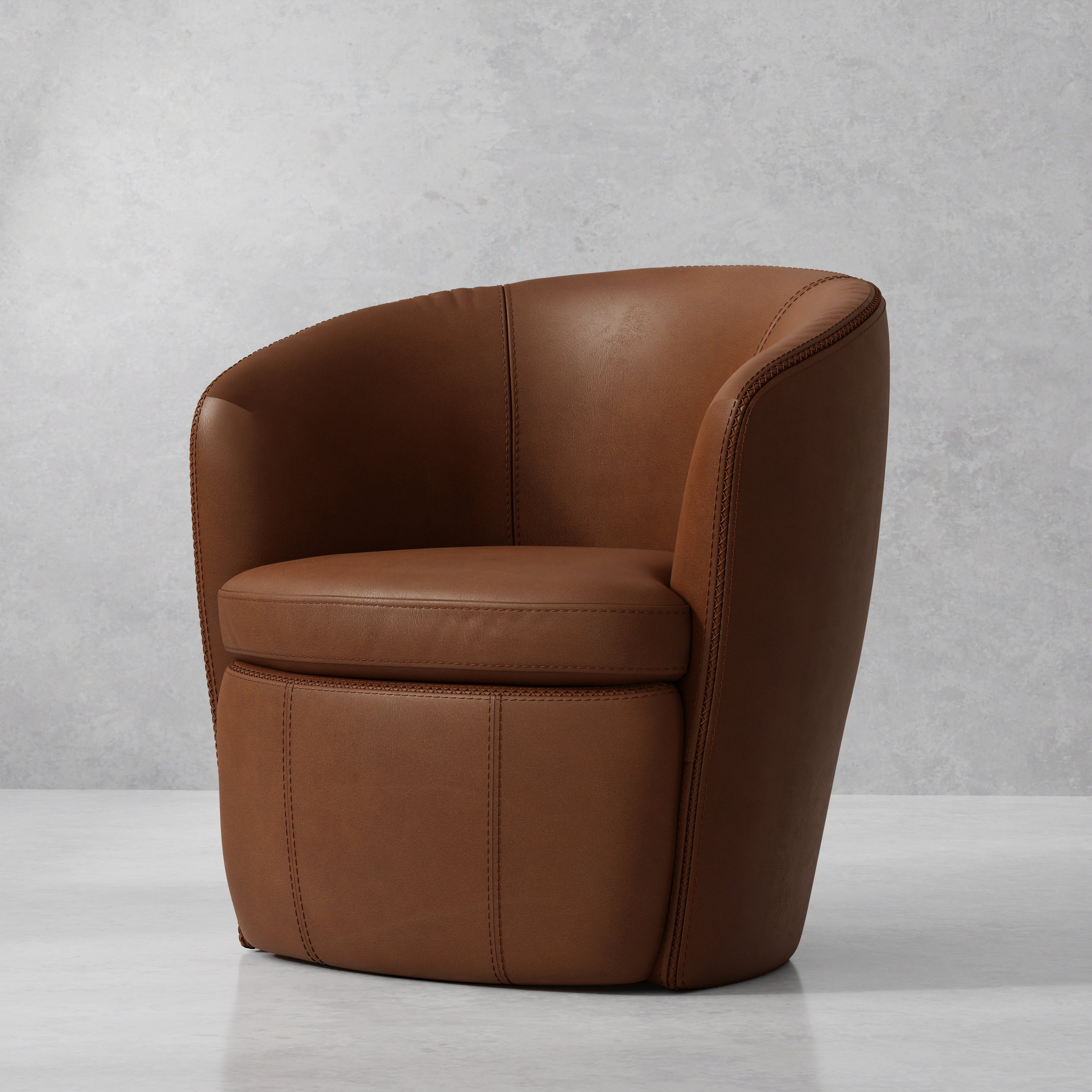 Barolo Leather Swivel Chair, 31" W