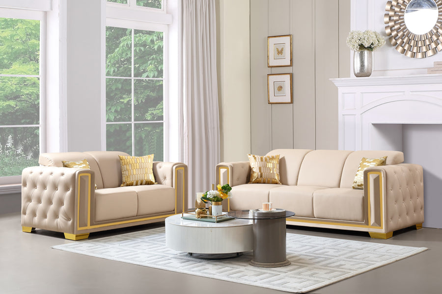 Istanbul Living Room Collection, Beige Finish