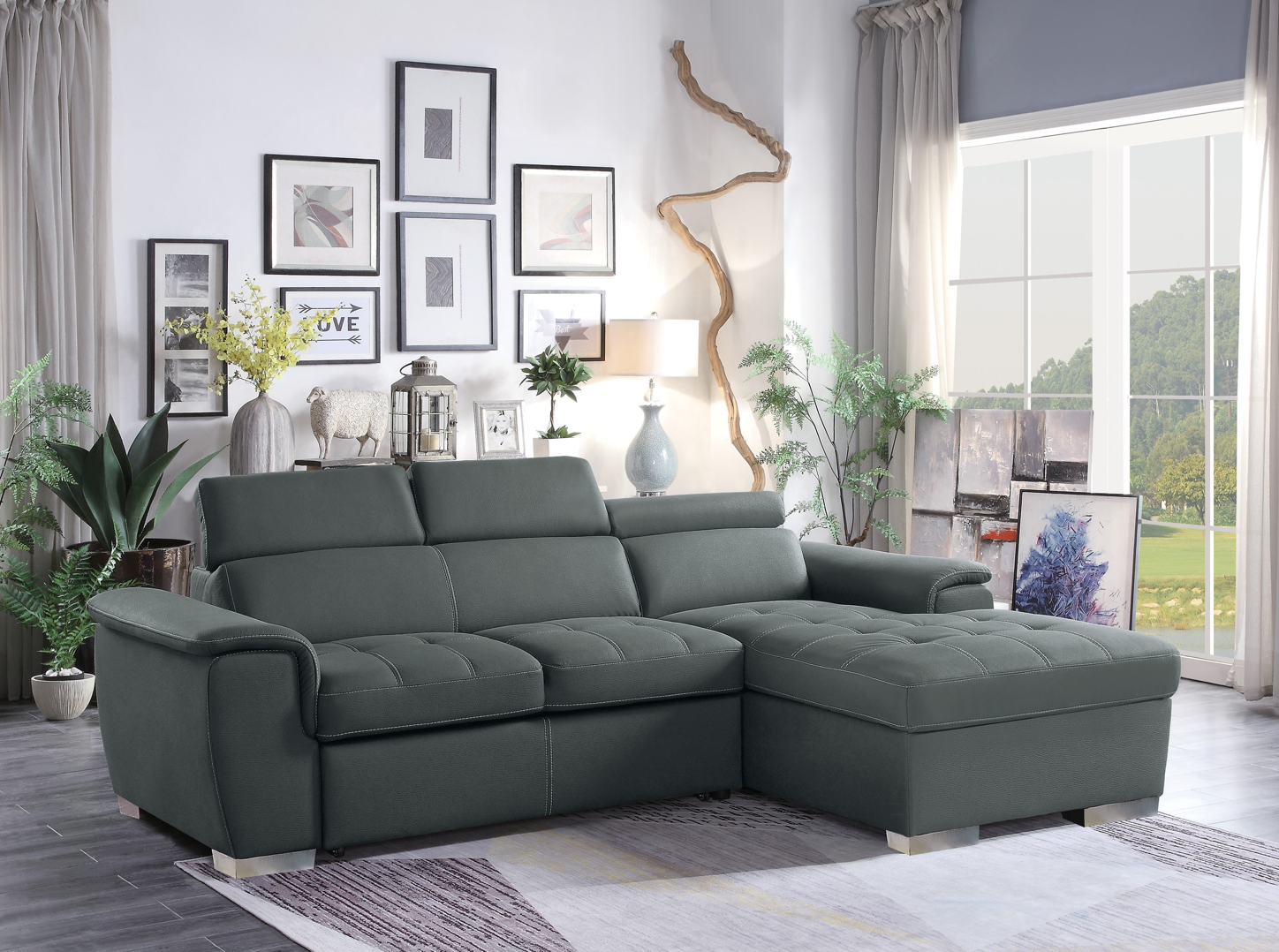 Ferriday Sofa Sleeper Sectional with Storage, 98" W