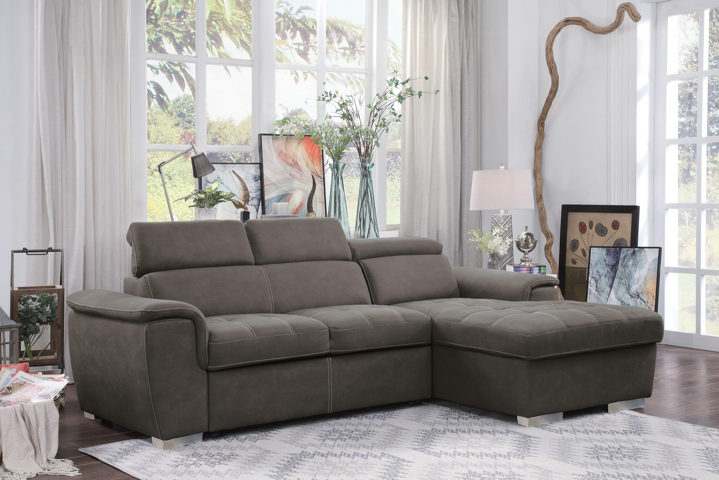 Ferriday Sofa Sleeper Sectional with Storage
